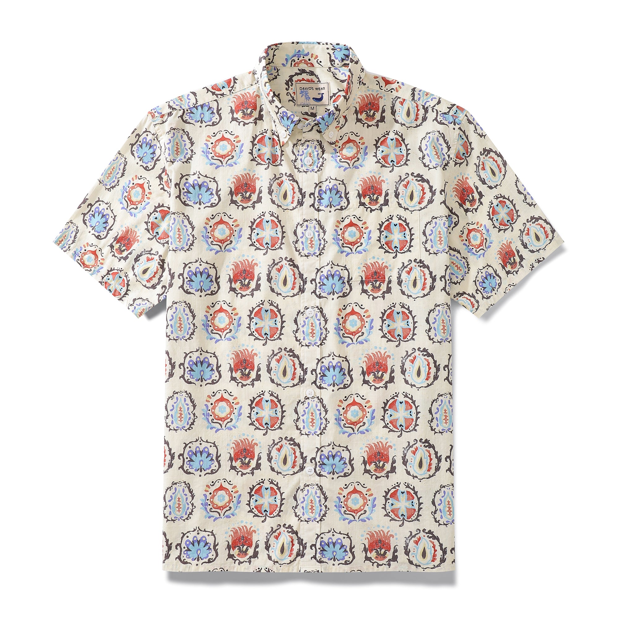 Men's Hawaiian Shirt Glamorous Market Print Cotton Button-down Short Sleeve Aloha Shirt