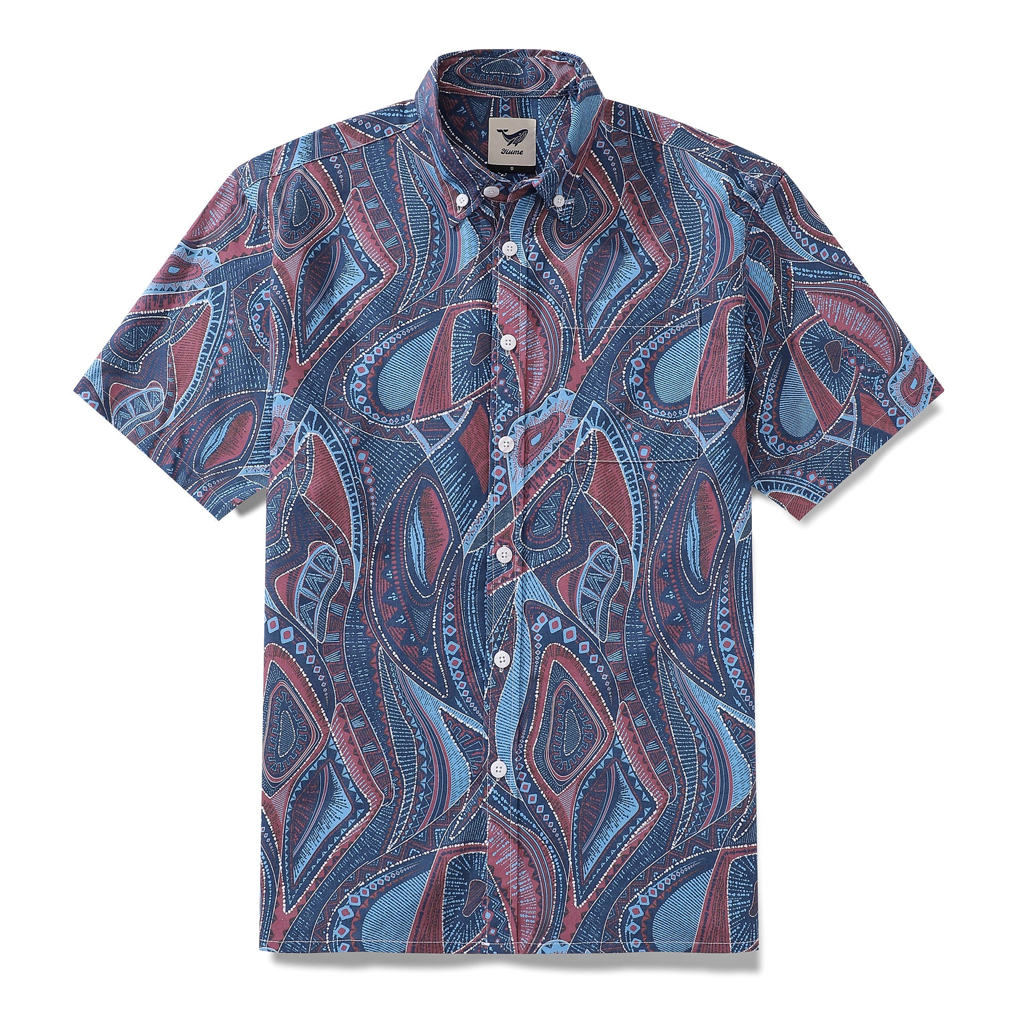 Men's Hawaiian Shirt Abstract City Print Cotton Button-down Short Sleeve Aloha Shirt