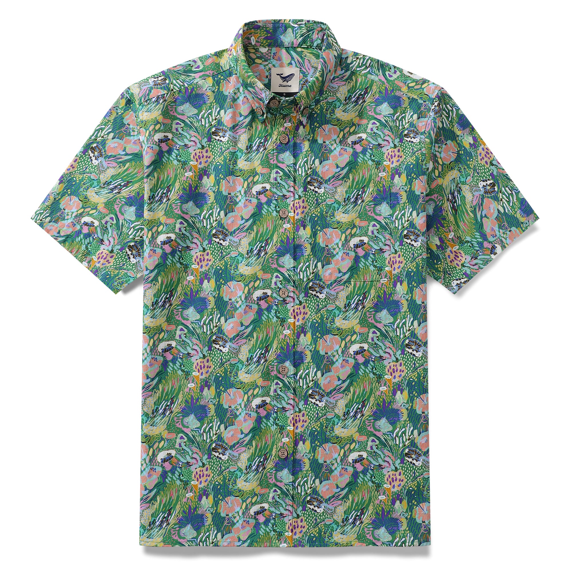 Men's Hawaiian Shirt Songe Marin By Lucille Pattern Cotton Button-down Short Sleeve Aloha Shirt