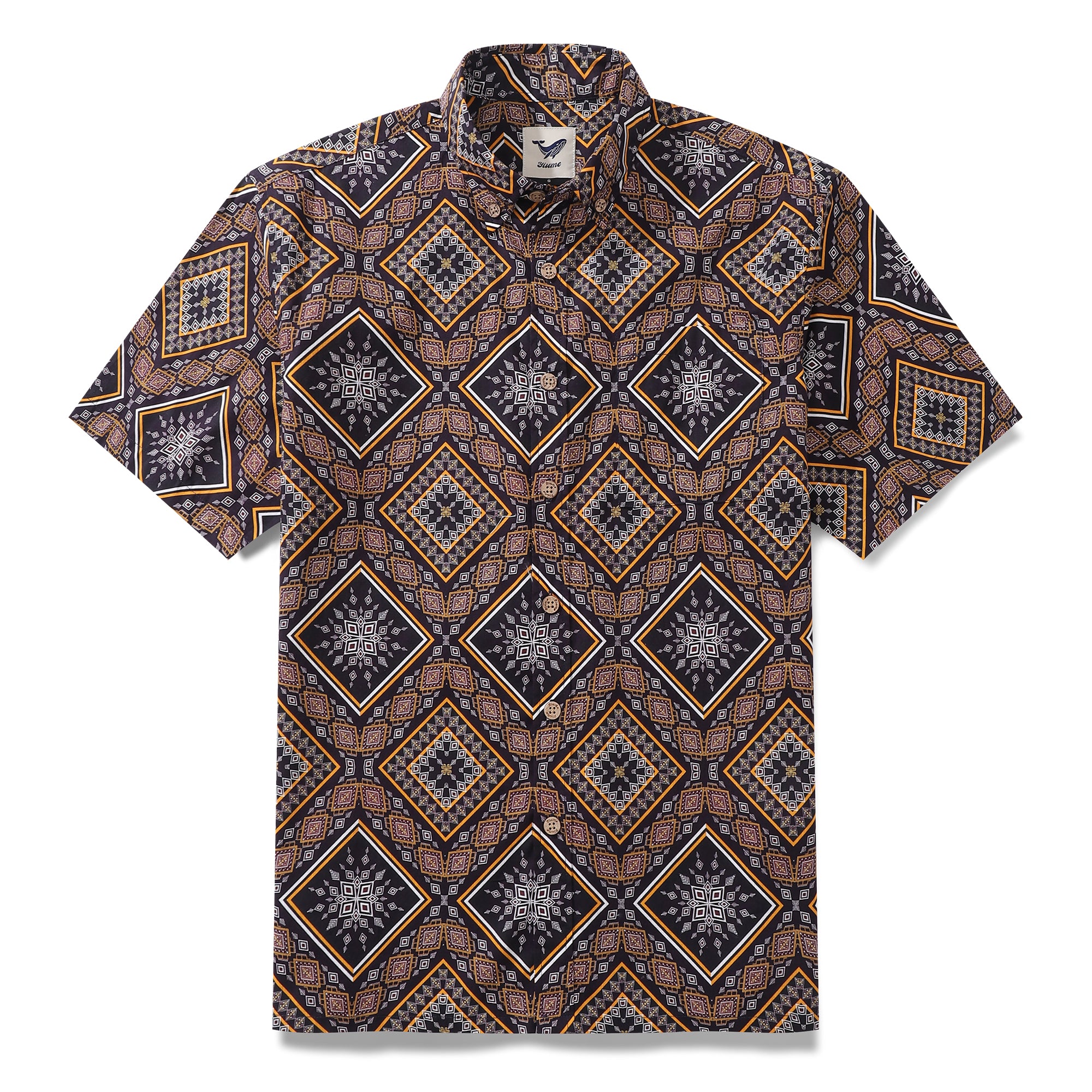 Men's Hawaiian Shirt Sharp Geometry Cotton Button-down Short Sleeve Aloha Shirt