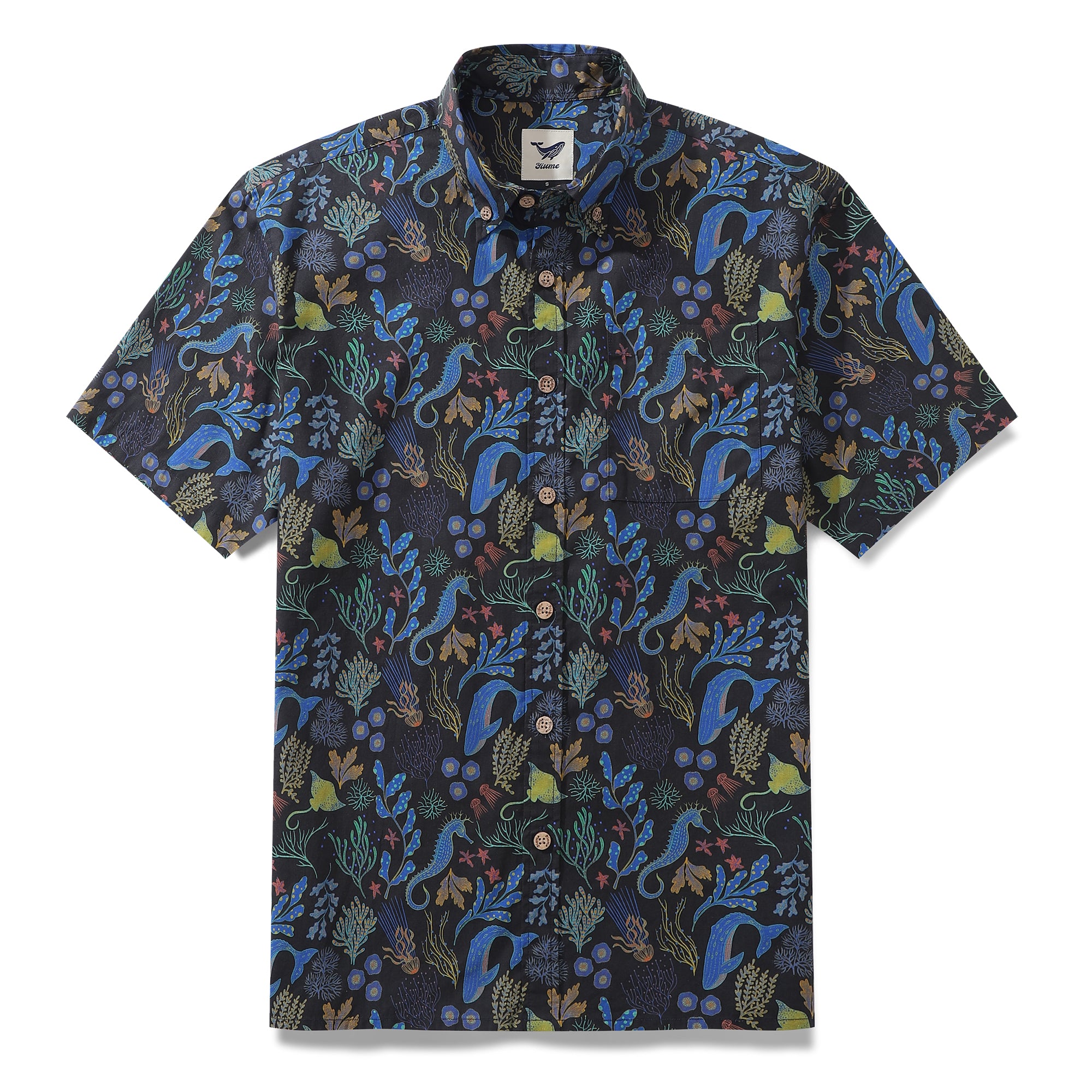 Men's Hawaiian Shirt Under the Sea Dreams Print Cotton Button-down Short Sleeve Aloha Shirt