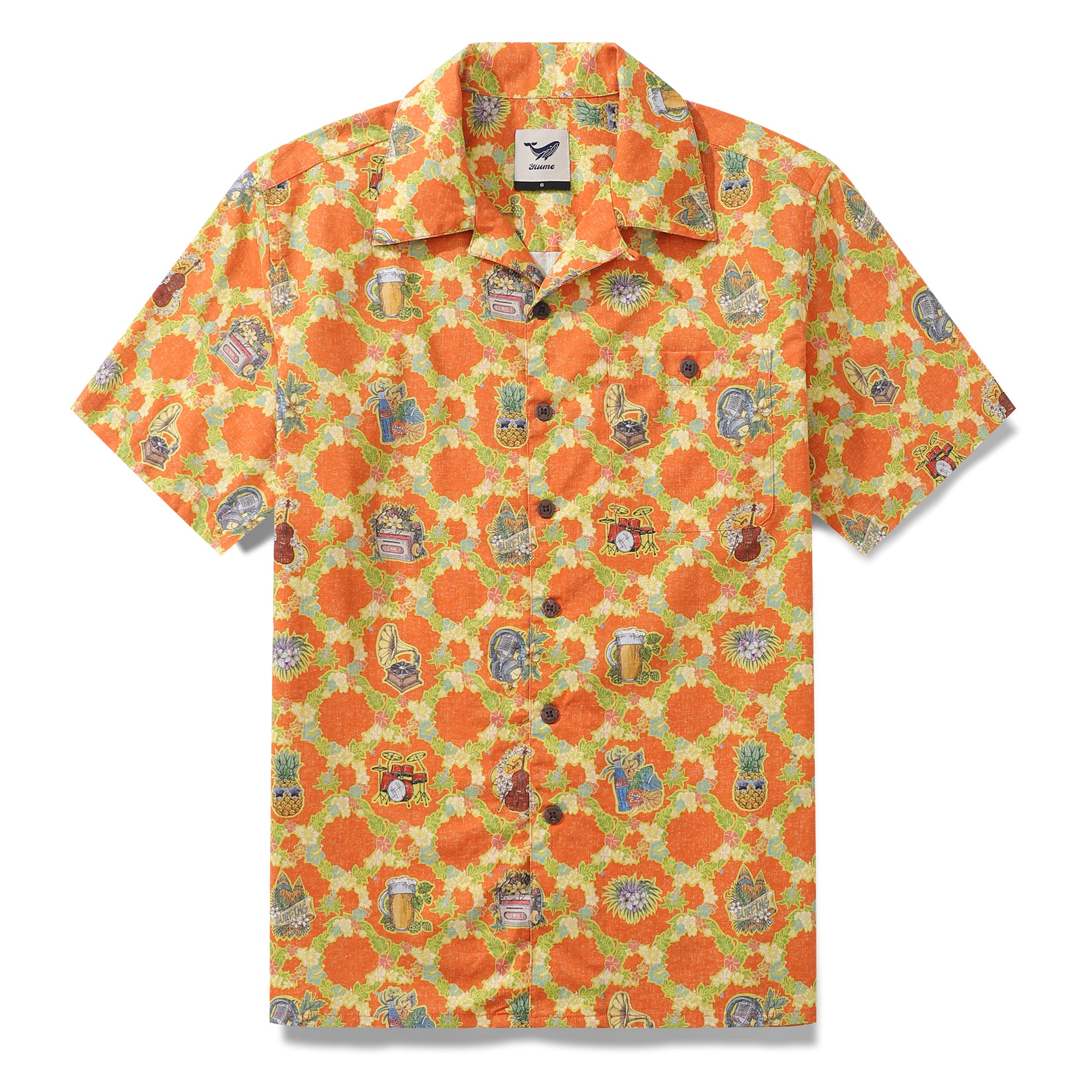 Hawaiian Shirt For Men The Season of Music Shirt Camp Collar 100% Cotton