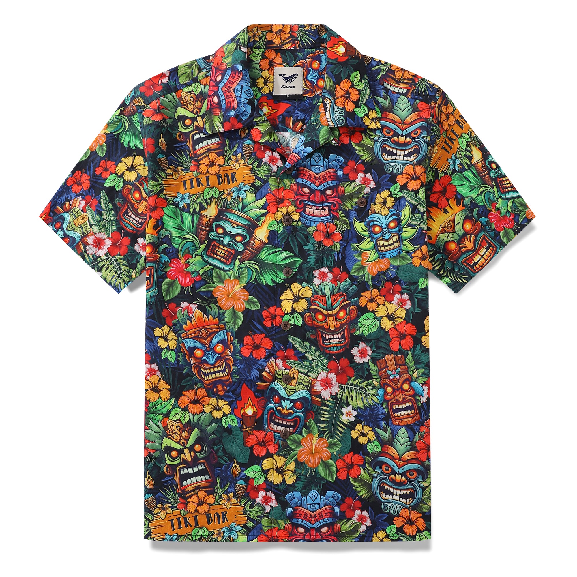Hawaiian Shirt For Men 1940s Vintage TIKI BAR Shirt Camp Collar