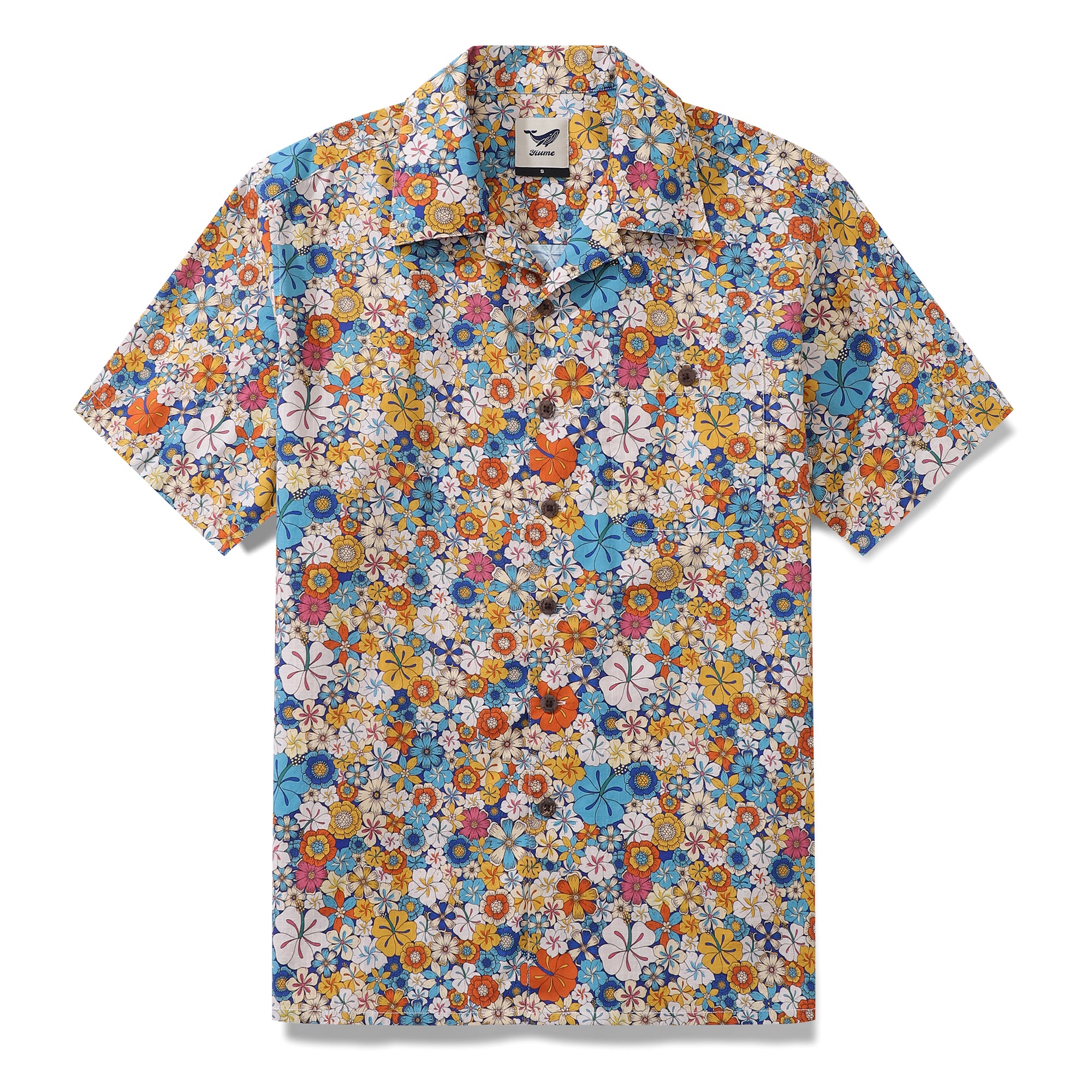 1960s Vintage Hawaiian Shirt For Men Hibiscus Flower Shirt Camp Collar 100% Cotton