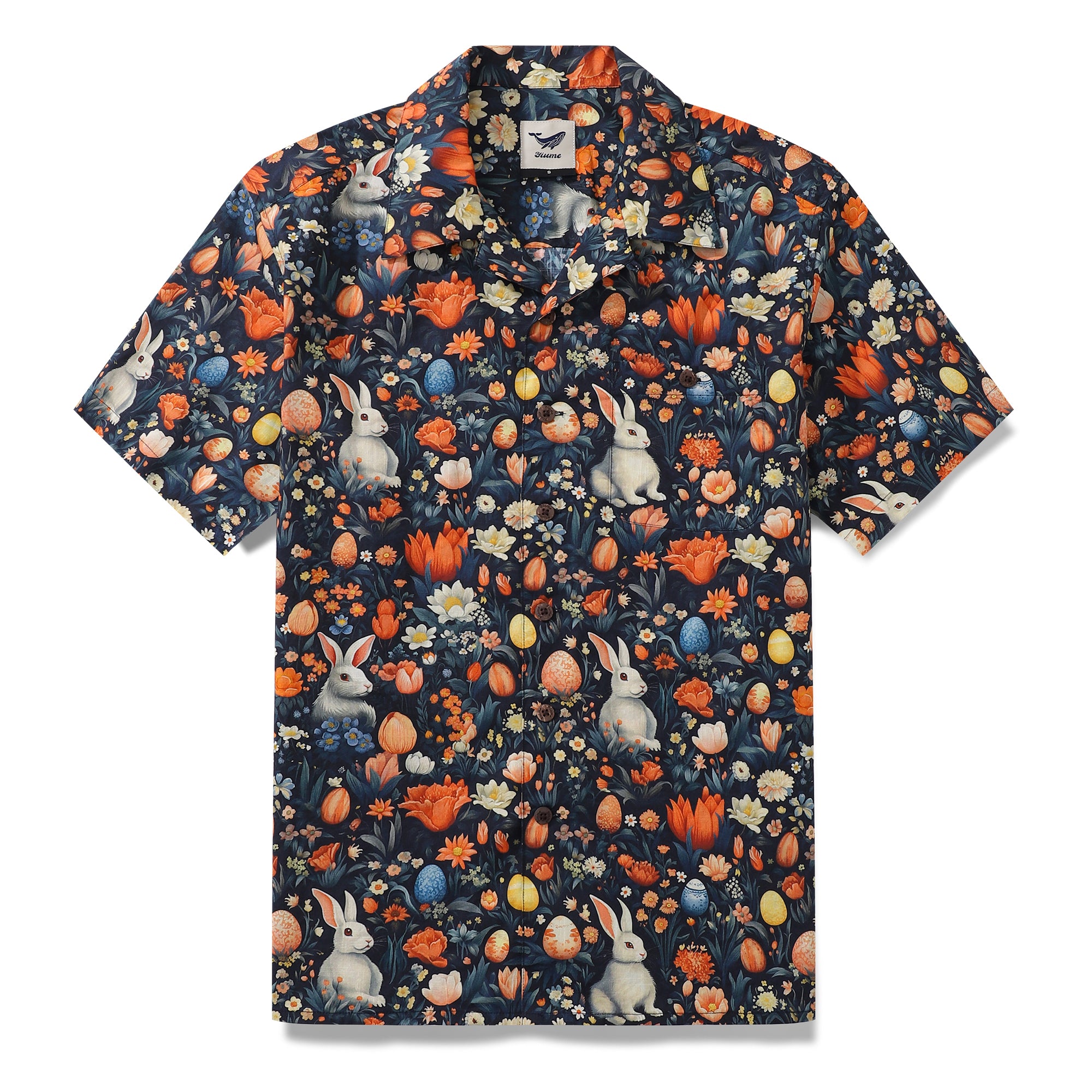 Hawaiian Shirt For Men Easter Shirt Camp Collar 100% Cotton