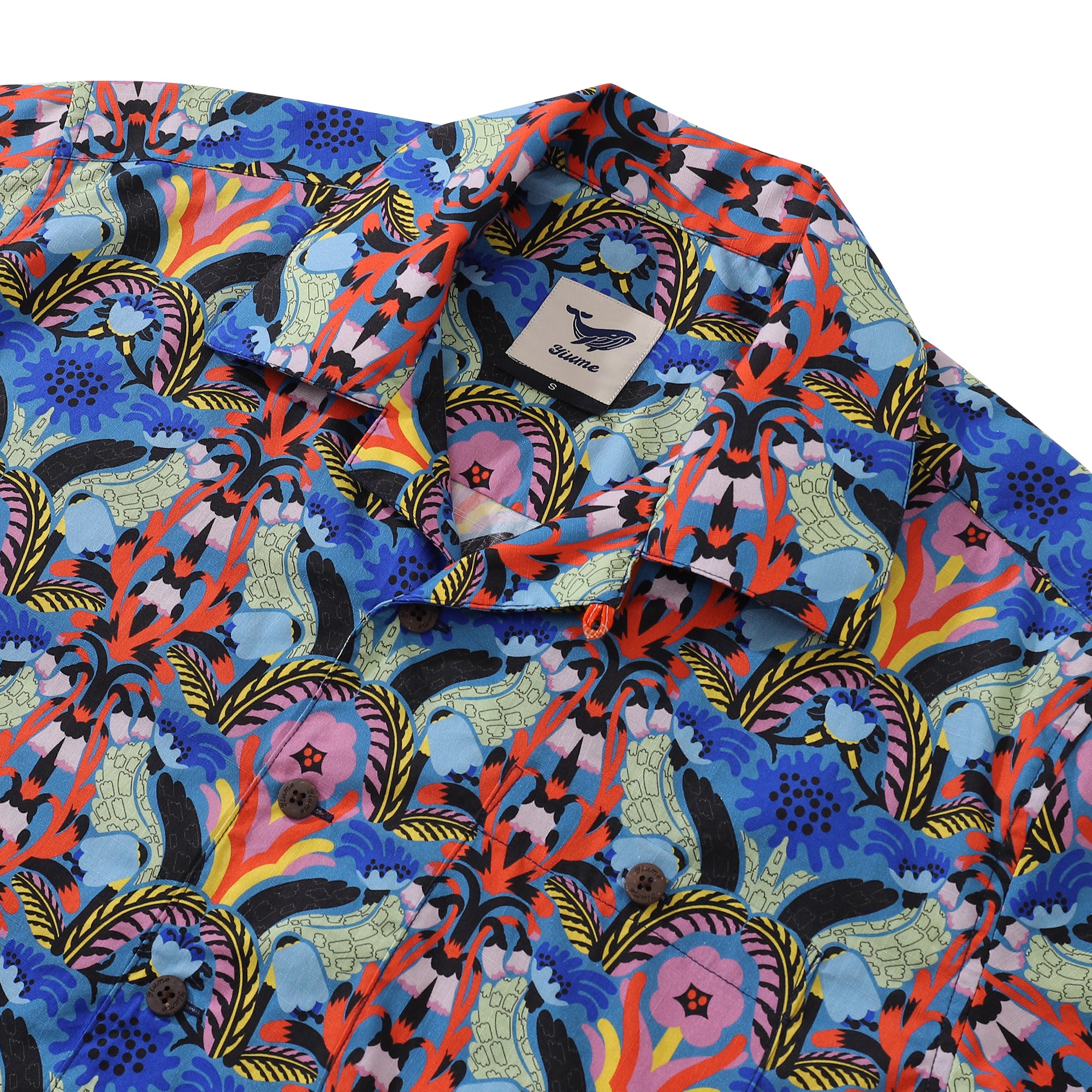 Vintage Hawaiian Shirt For Men Colorful Flower Wheel Camp Collar Shirt
