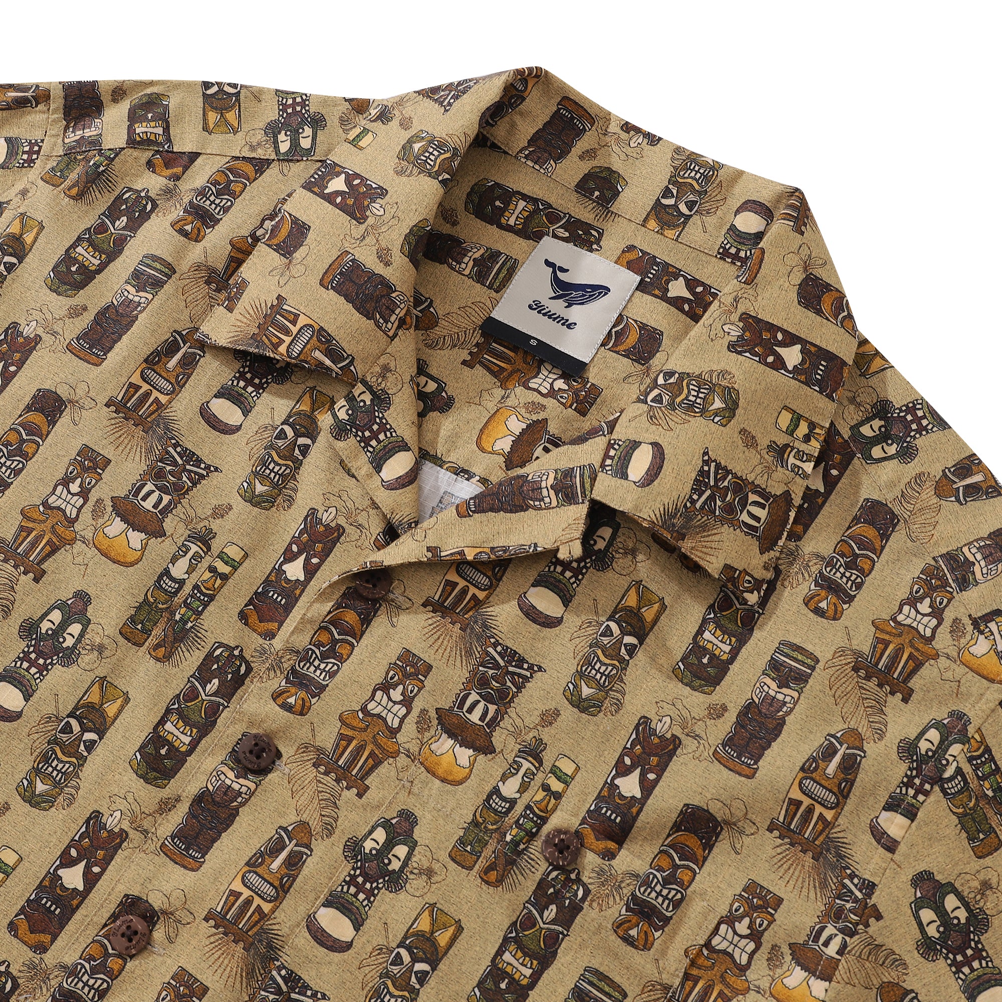 1940s Vintage Hawaiian Shirt For Men Mysterious TIKI Shirt Camp Collar 100% Cotton