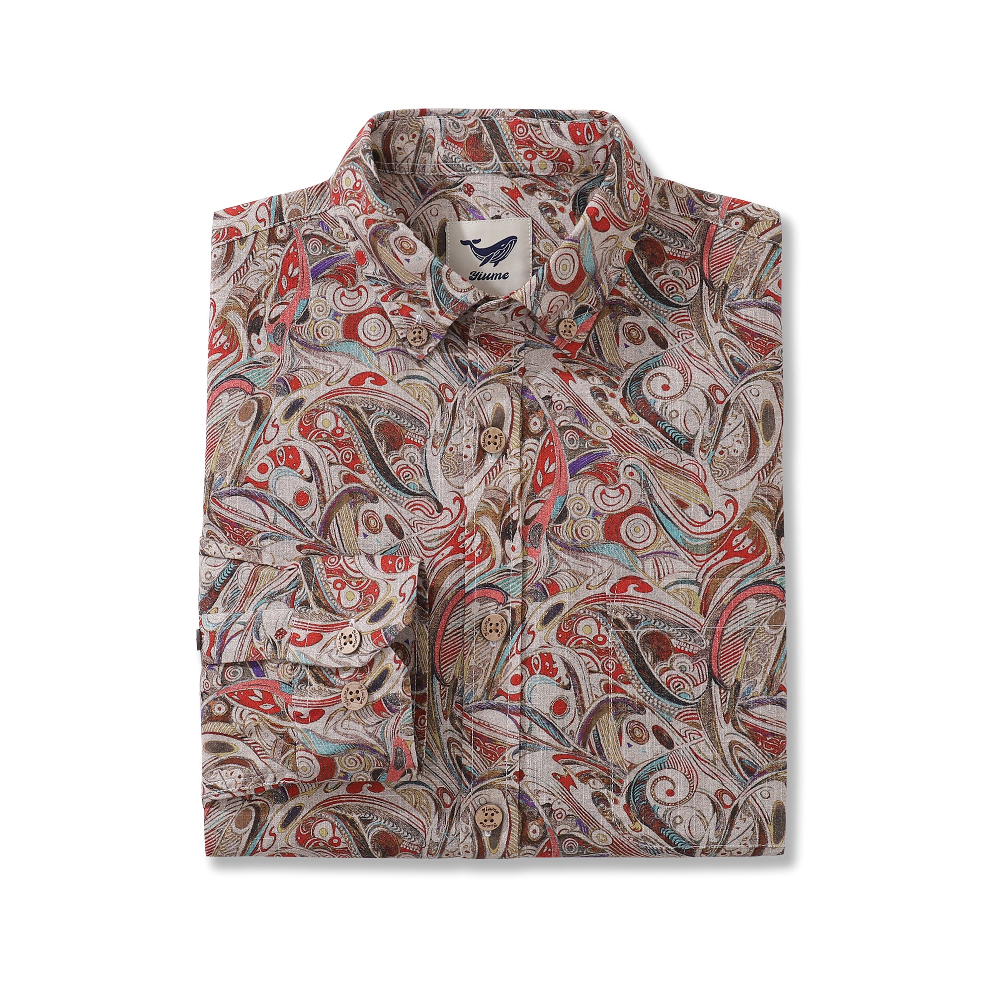 Men's Hawaiian Shirt Geometry of Tradition Cotton Button-down Long Sleeve Aloha Shirt