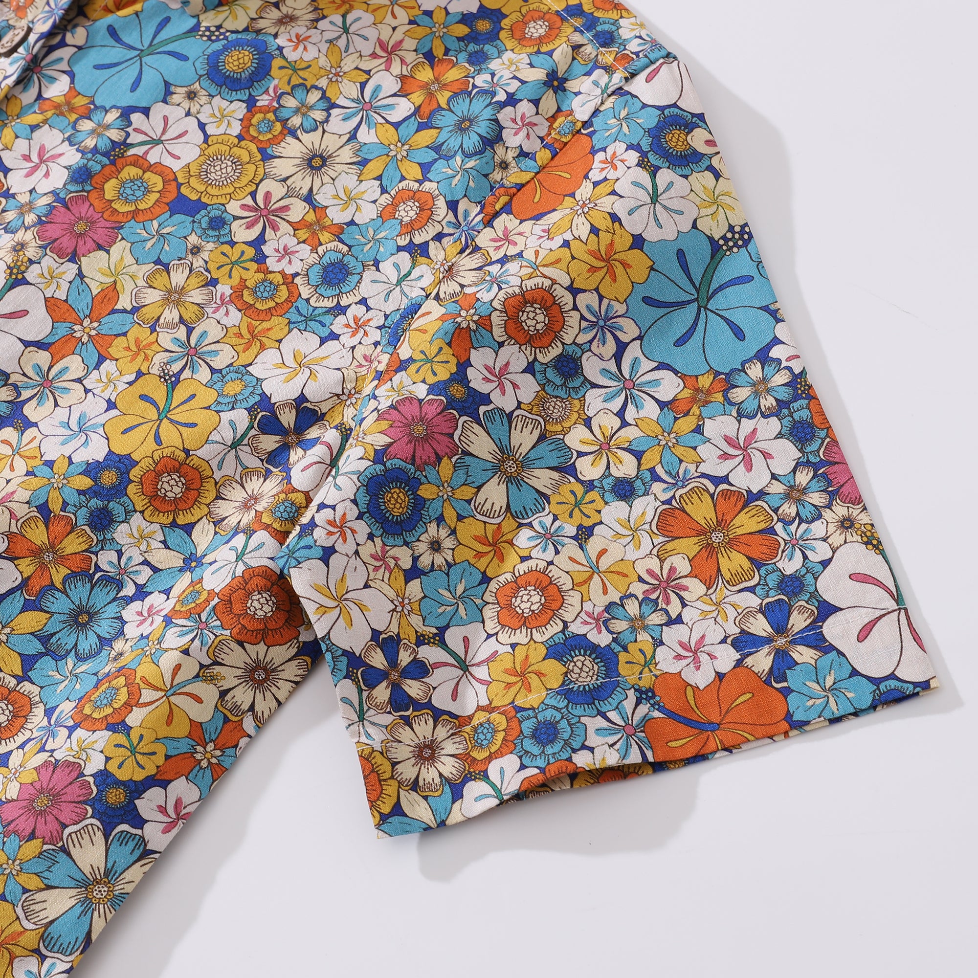 Women's Hawaiian Shirt Hibiscus Print Cotton Button-up Short Sleeve
