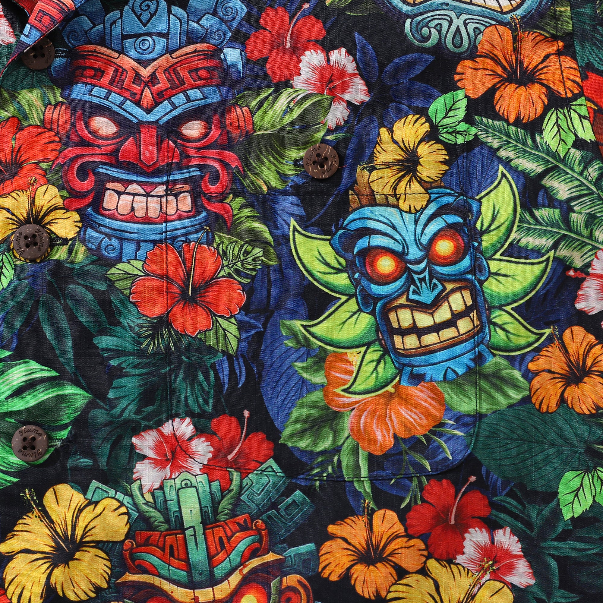 Authentic Hawaiian Shirt For Men 1940s Vintage TIKI BAR Shirt Camp Collar