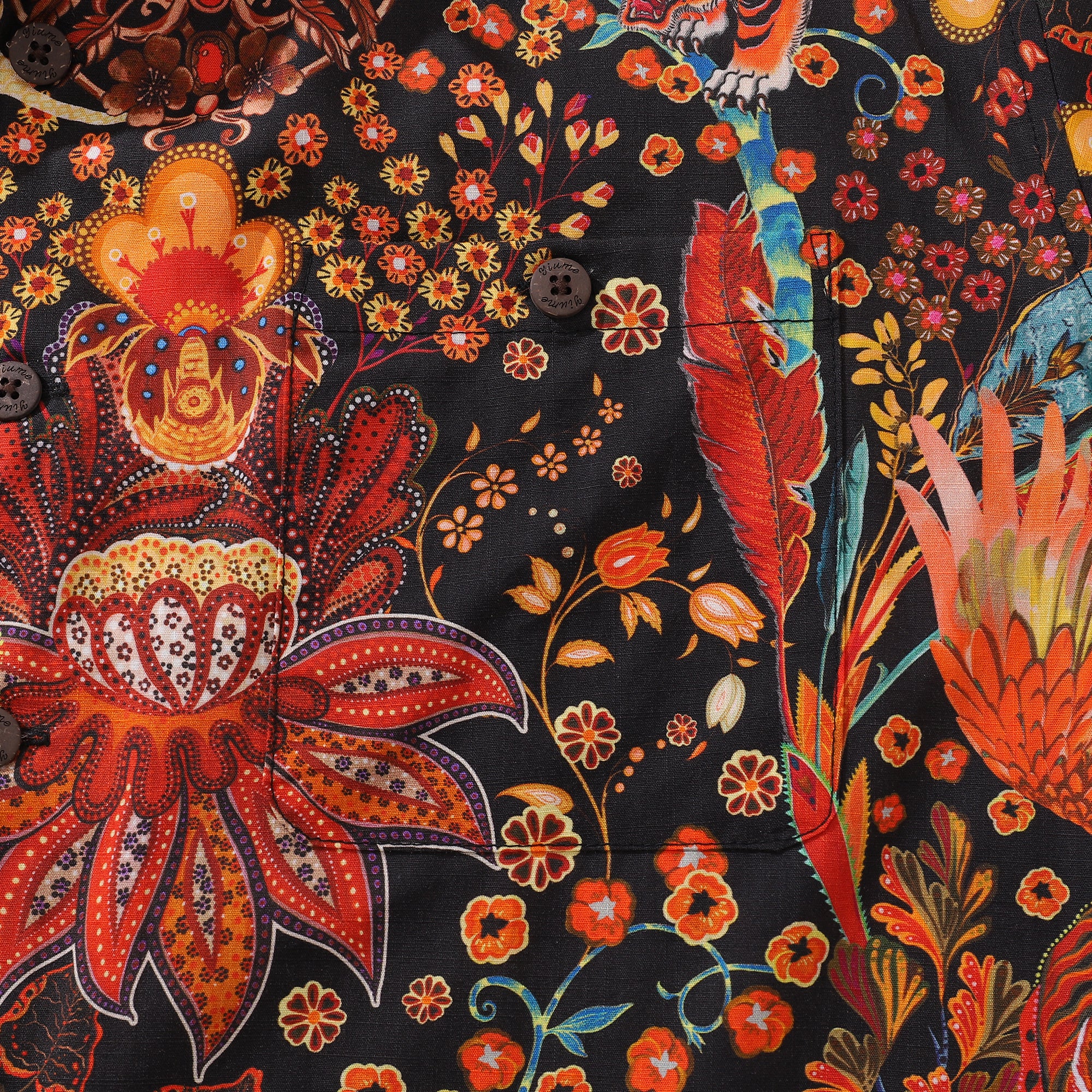 アロハシャツメンズファイヤータイガーシャツ襟100%コットン