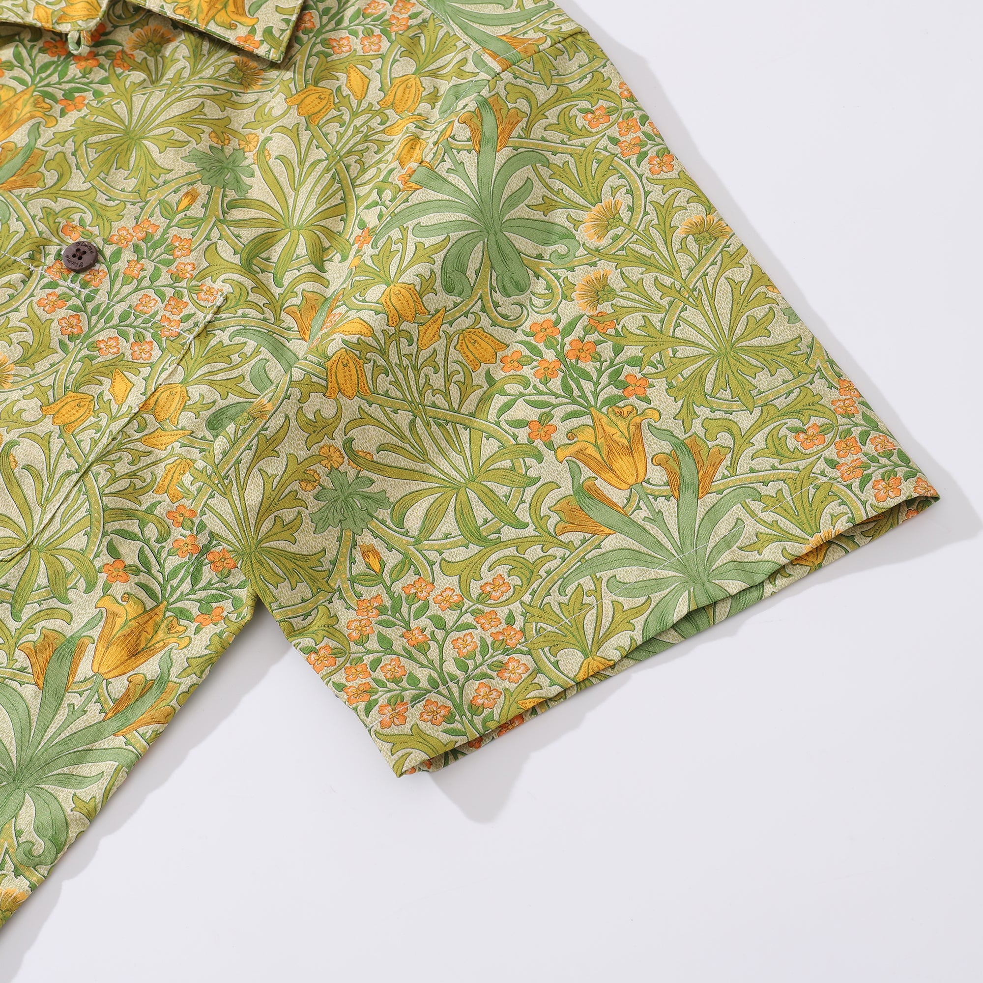 Hawaiian Shirt For Men Summer Yellow Tones Shirt Camp Collar 100% Cotton