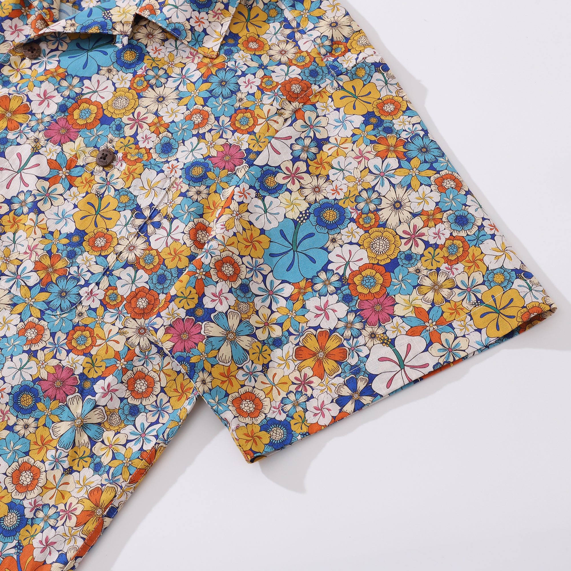 1960s Vintage Hawaiian Shirt For Men Hibiscus Flower Shirt Camp Collar 100% Cotton