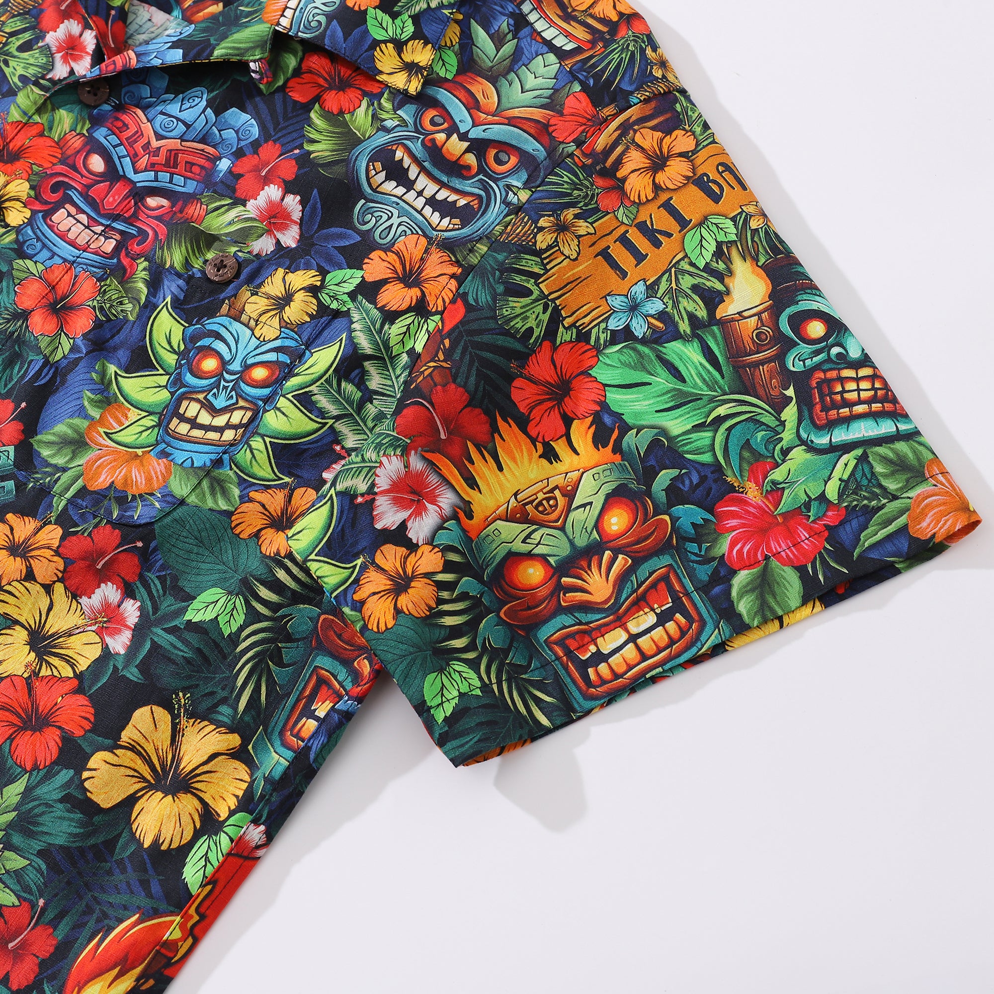 Authentic Hawaiian Shirt For Men 1940s Vintage TIKI BAR Shirt Camp Collar