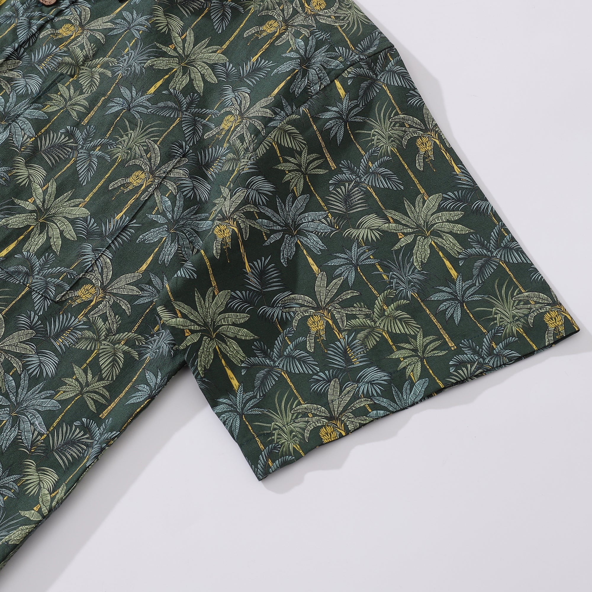 Men's Hawaiian Shirt Tropical Rainforest Print Cotton Button-down Short Sleeve Aloha Shirt