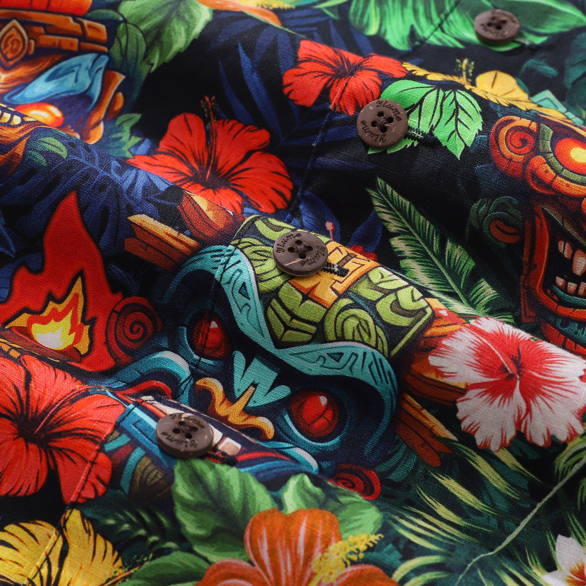Authentic Hawaiian Shirt For Men 1940s Vintage TIKI BAR Shirt Camp Collar