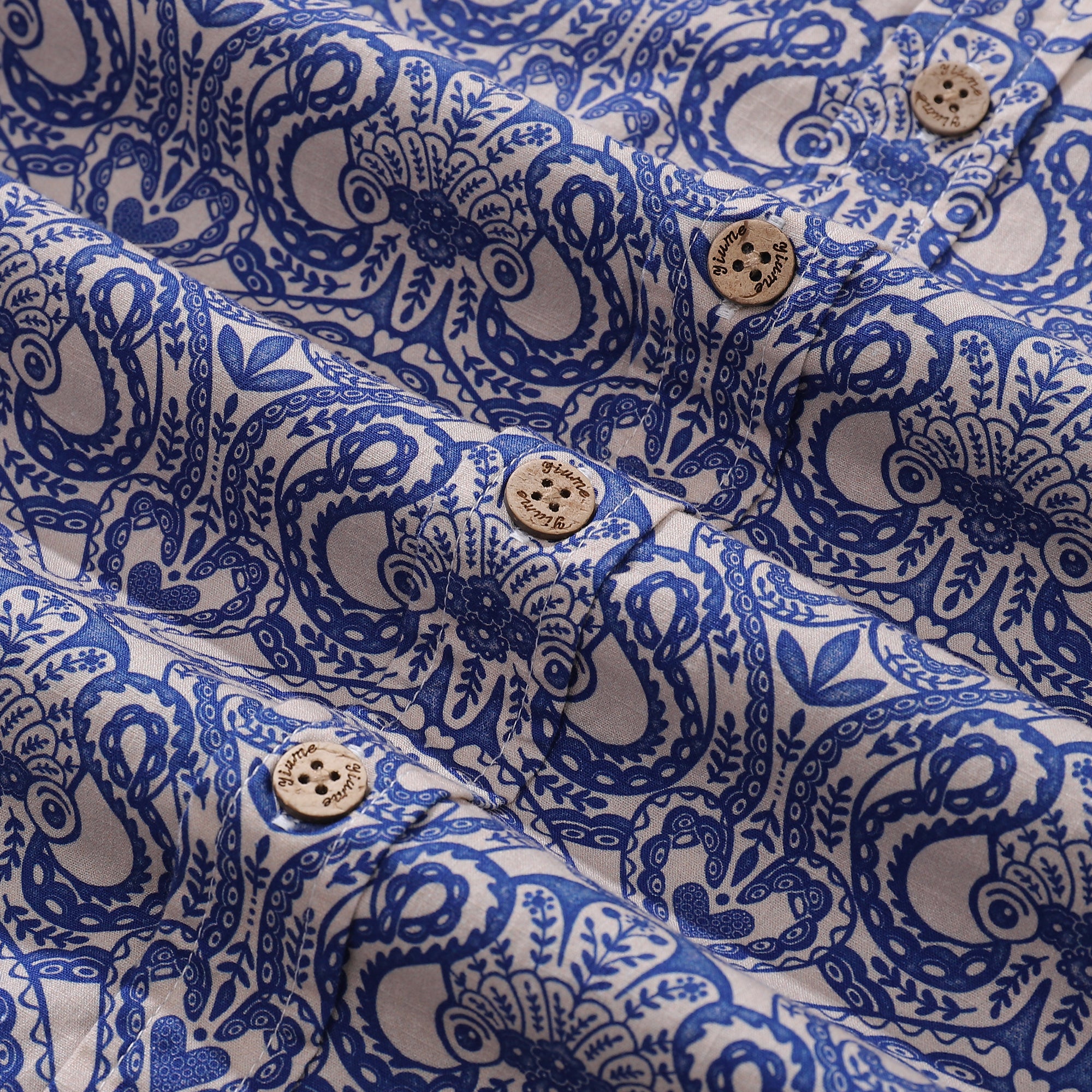 Men's Vintage Morris Hawaiian Shirt Octopus Cotton Button-down Short Sleeve Aloha Shirt