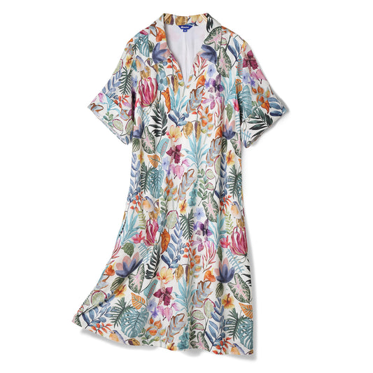 Robe hawaïenne pour femmes Robe de vacances tropicale Robe d'après-midi à décolleté en V