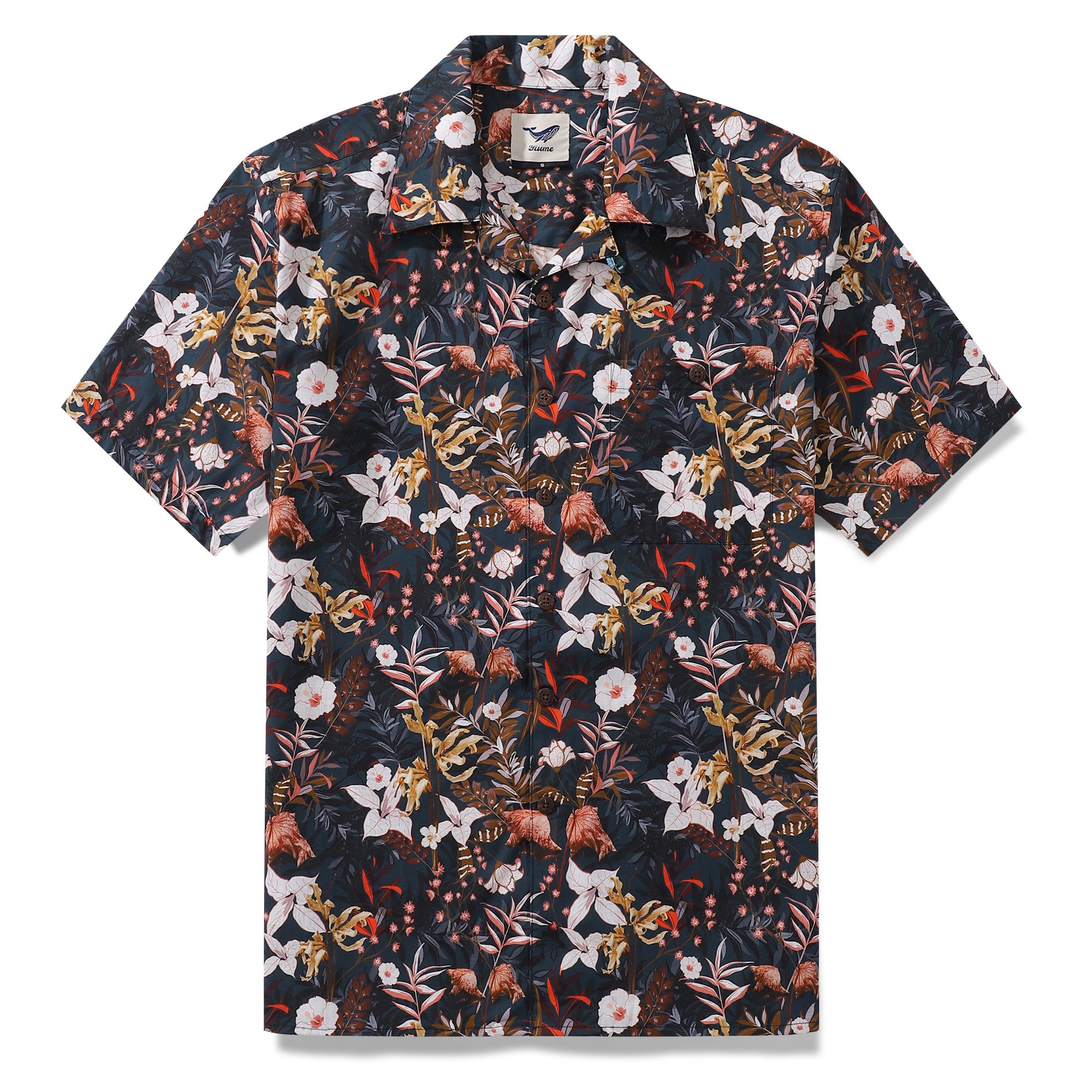 Hawaiian Shirt For Men Midnight Autumn By Brooklyn Bees Design Studio Shirt Camp Collar 100% Cotton