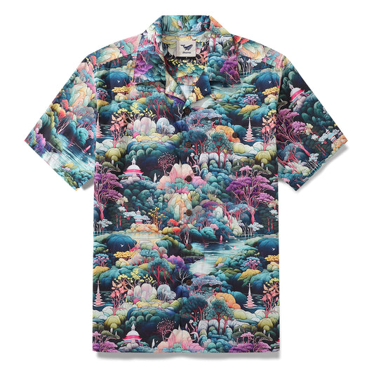 Hawaiian Shirt für Männer Secret Garden Shirt Camp-Kragen 100% Baumwolle