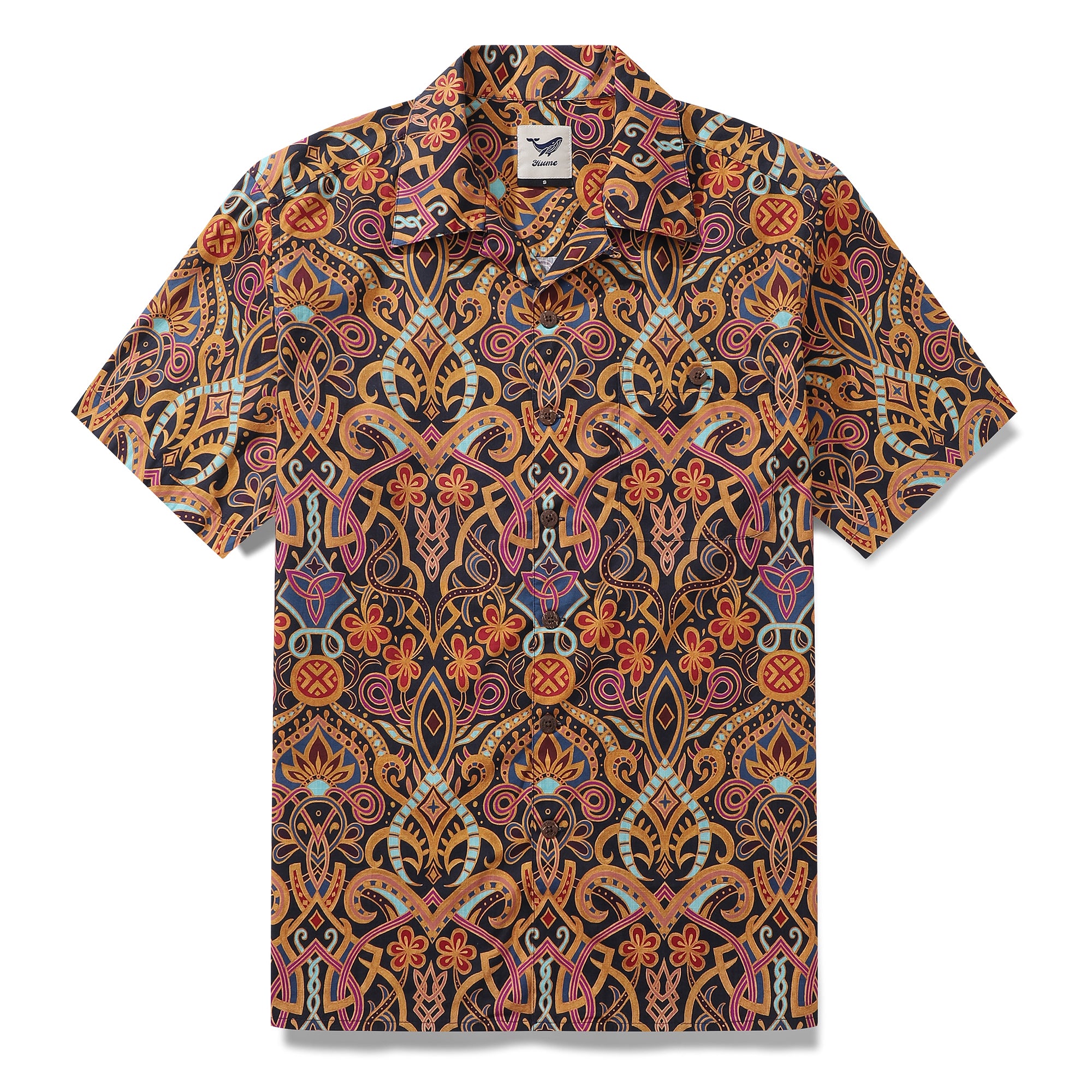 Hawaiian Shirt For Men Gilded Swan Shirt Camp Collar 100% Cotton