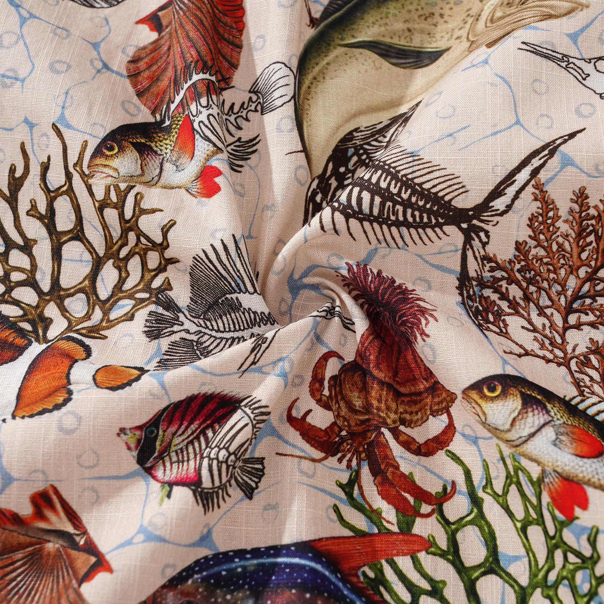 Herren-Hawaiian-Hemd Kurzärmel Button Down 100% Baumwolle gelbe Aloha King Makrel für nicht zu verzeichnete Freunde