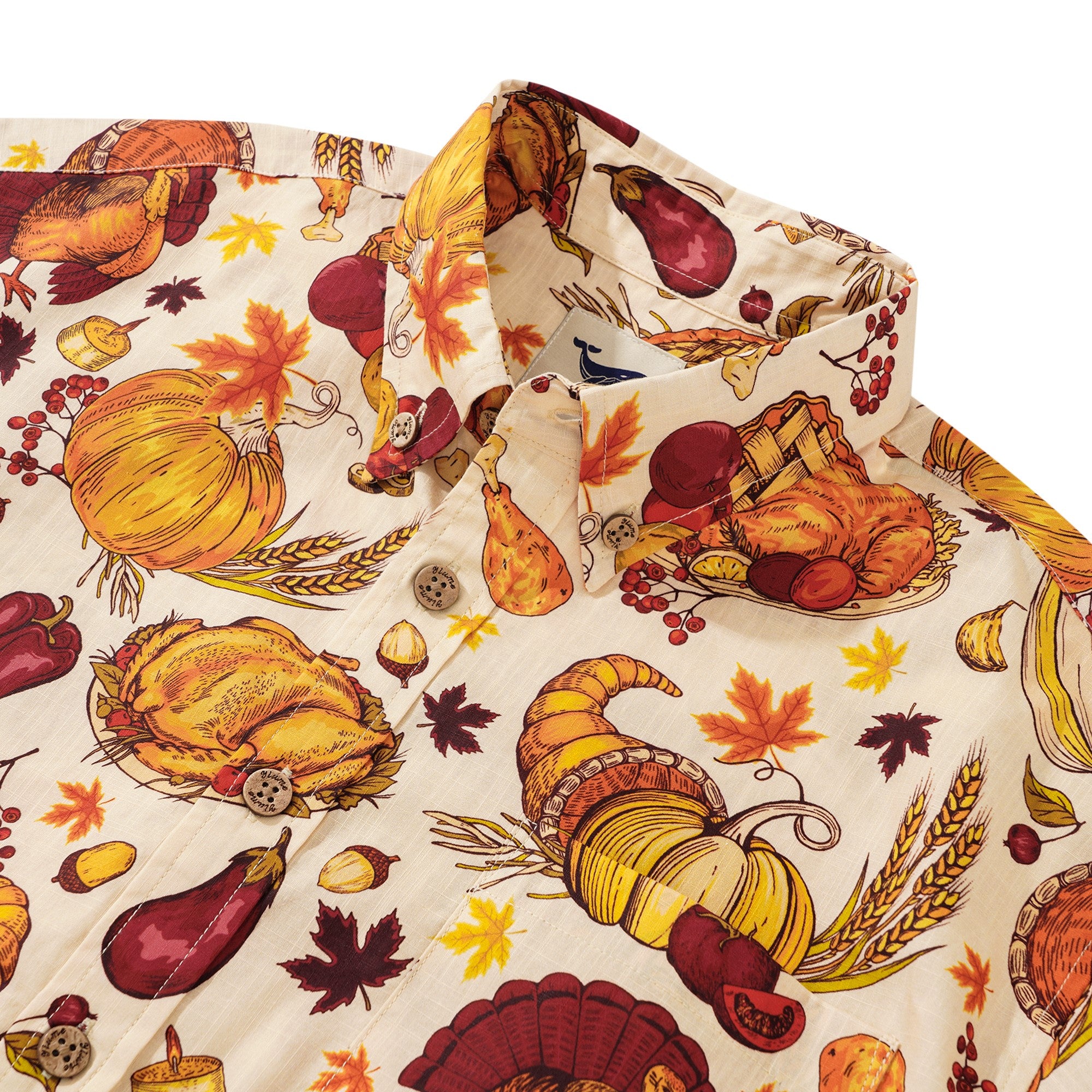 Men's Hawaiian Shirt Short Sleeve Button-down 100% Cotton Yellow Aloha Harvest Harmony Celebration
