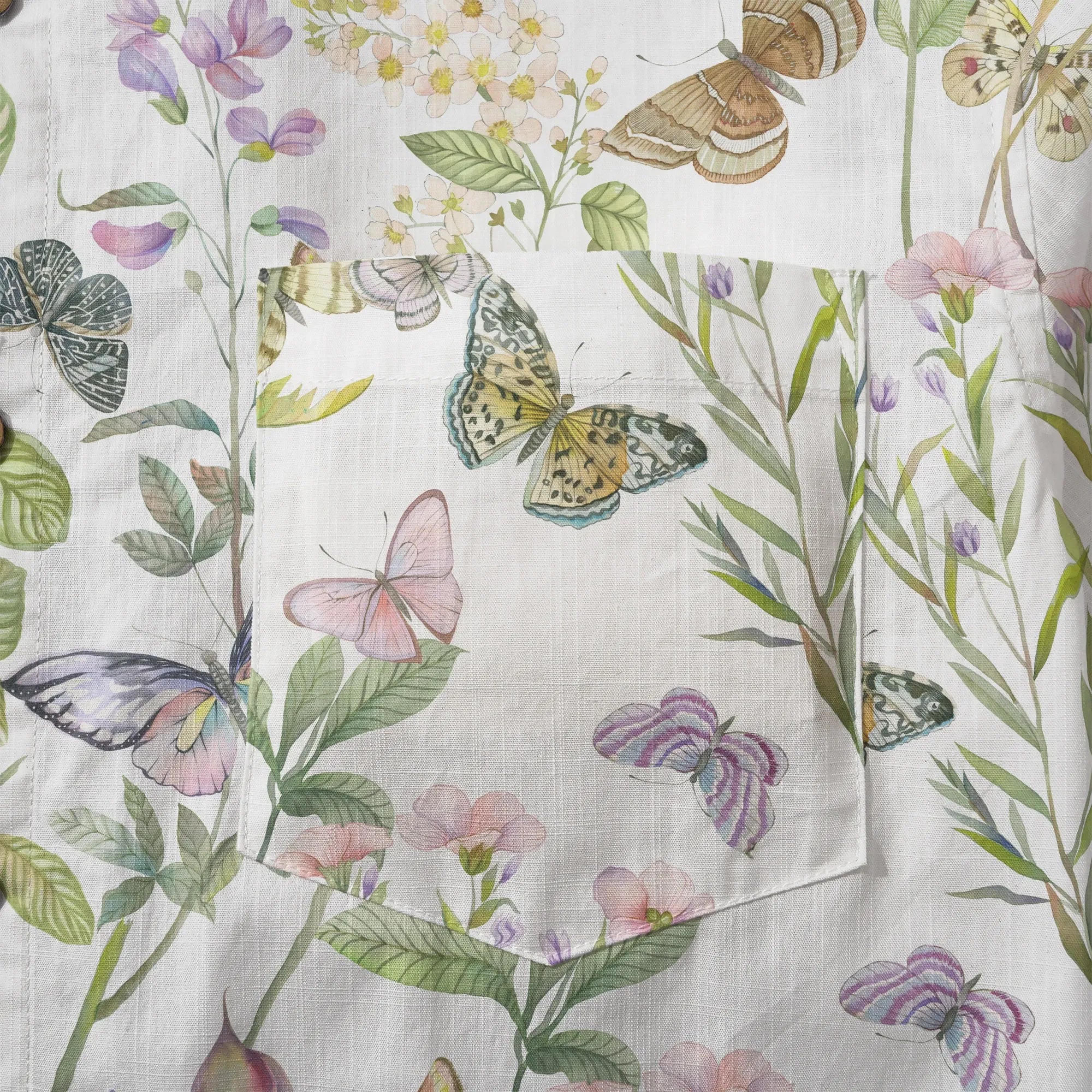 Back view of men's Hawaiian shirt with floral design
