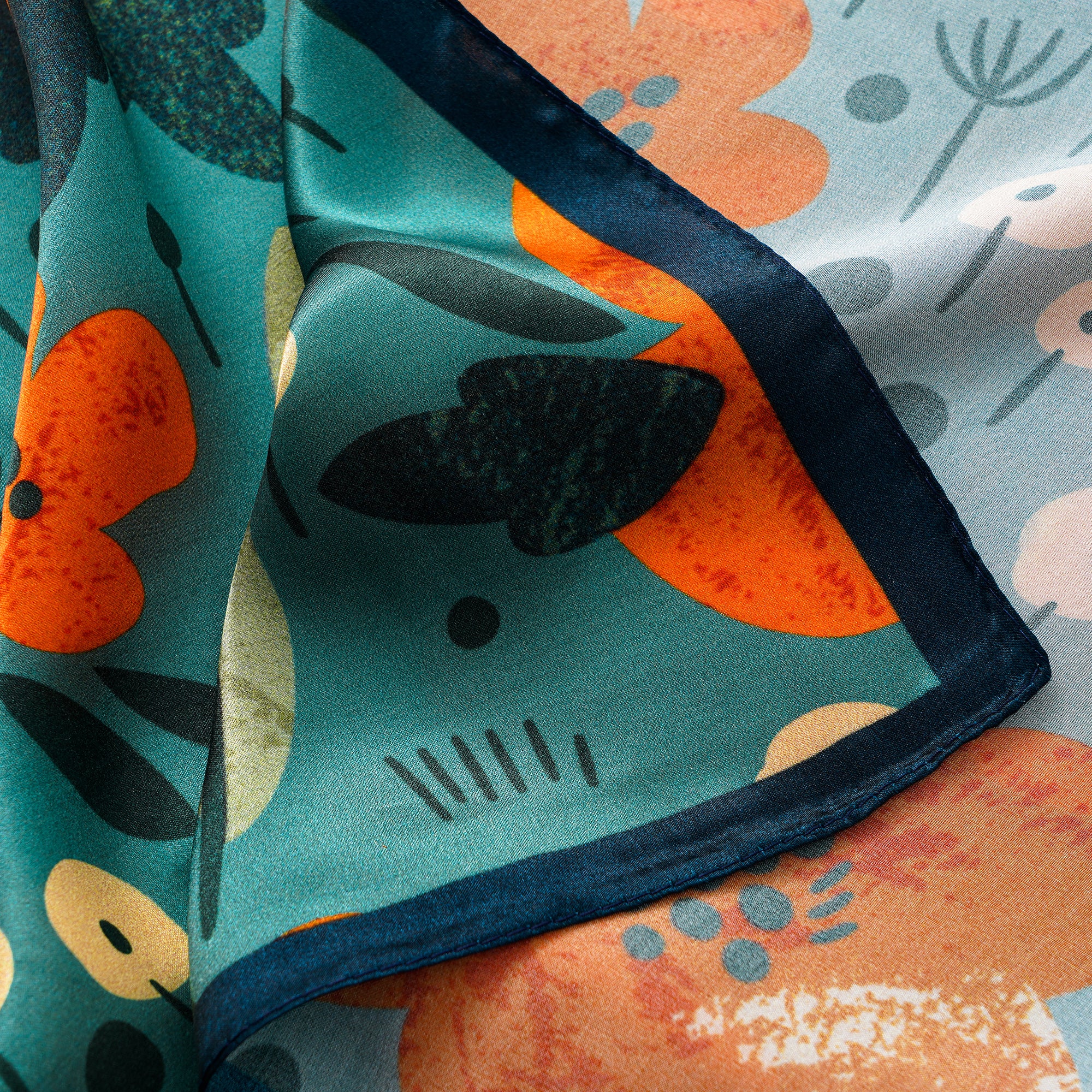 Floral Square Scarf 100% Mulberry Silk Autumn Blooms Symphony Autumn Blooms Symphony 100% Silk 53*53cm