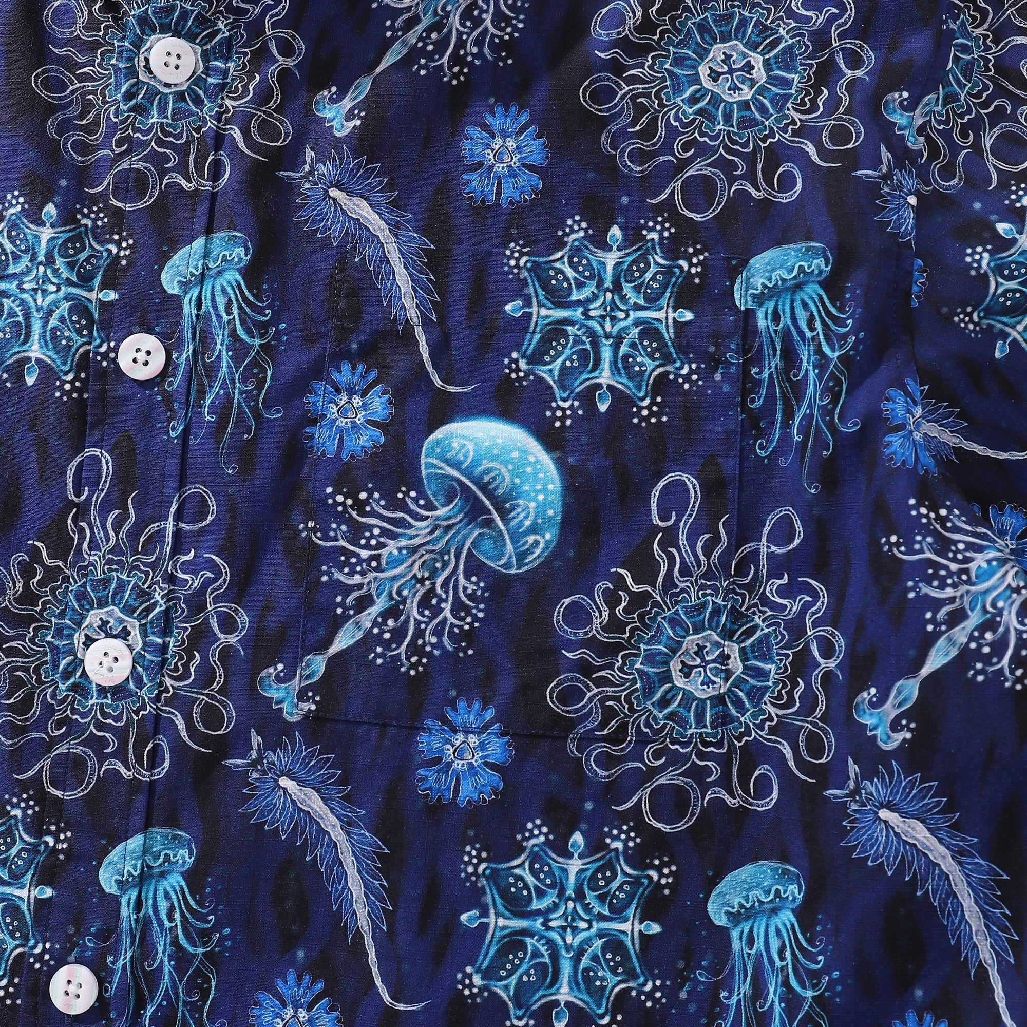 Men's Hawaiian Shirt Luminocean Print Cotton Button-down Short Sleeve Aloha Shirt Luminocean By Luova Flow