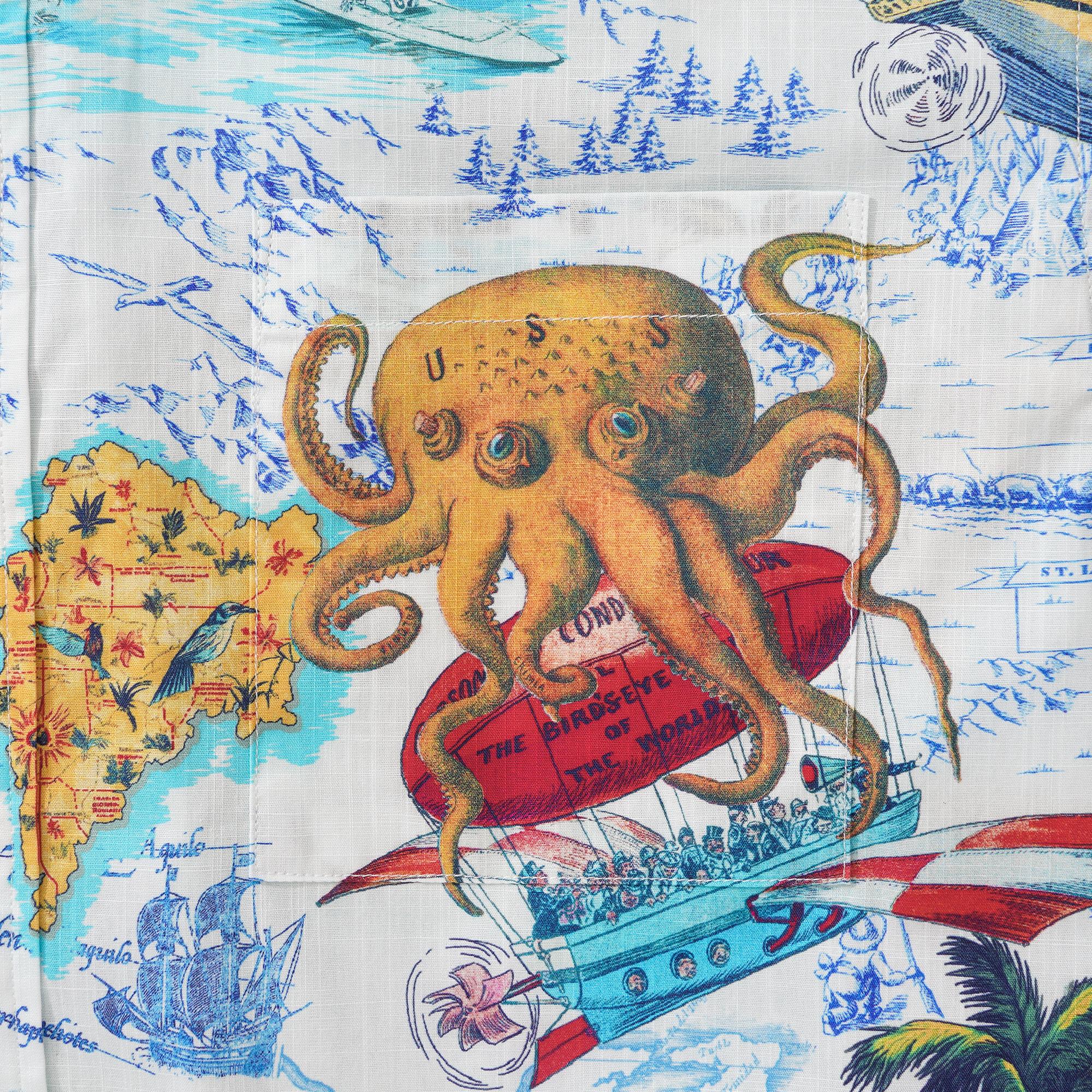 Chemise hawaïenne masculine à manches courtes à manches courtes 100% coton bleu Aloha Ocean Dreamer