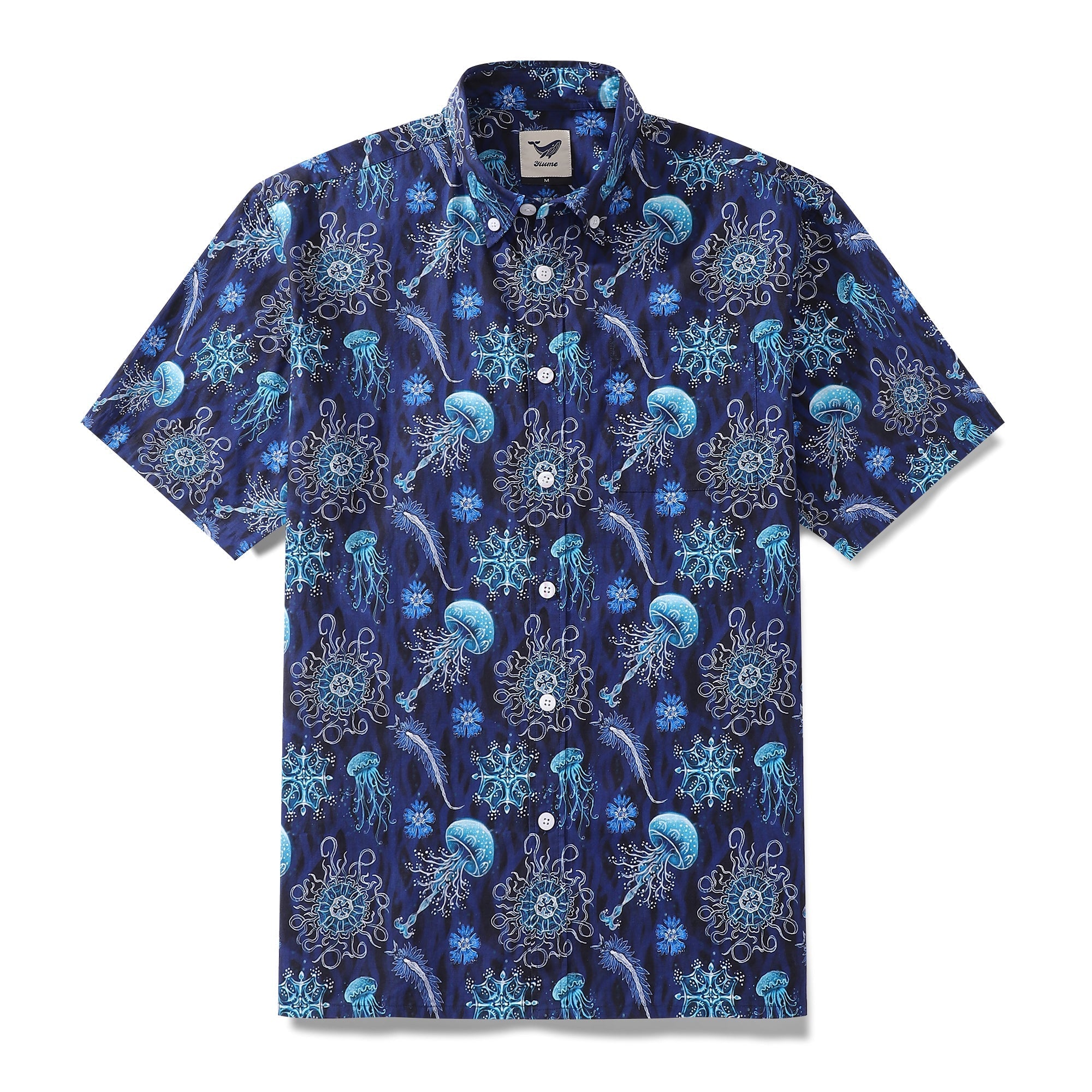 Men's Hawaiian Shirt Luminocean Print Cotton Button-down Short Sleeve Aloha Shirt Luminocean By Luova Flow