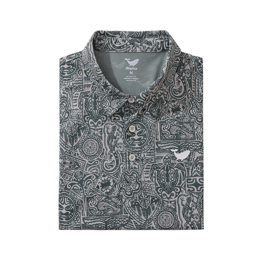 Men's Hawaiian Polo Shirt Guardian Totem Print Short Sleeve Polo Shirt Guardian Totem Polo