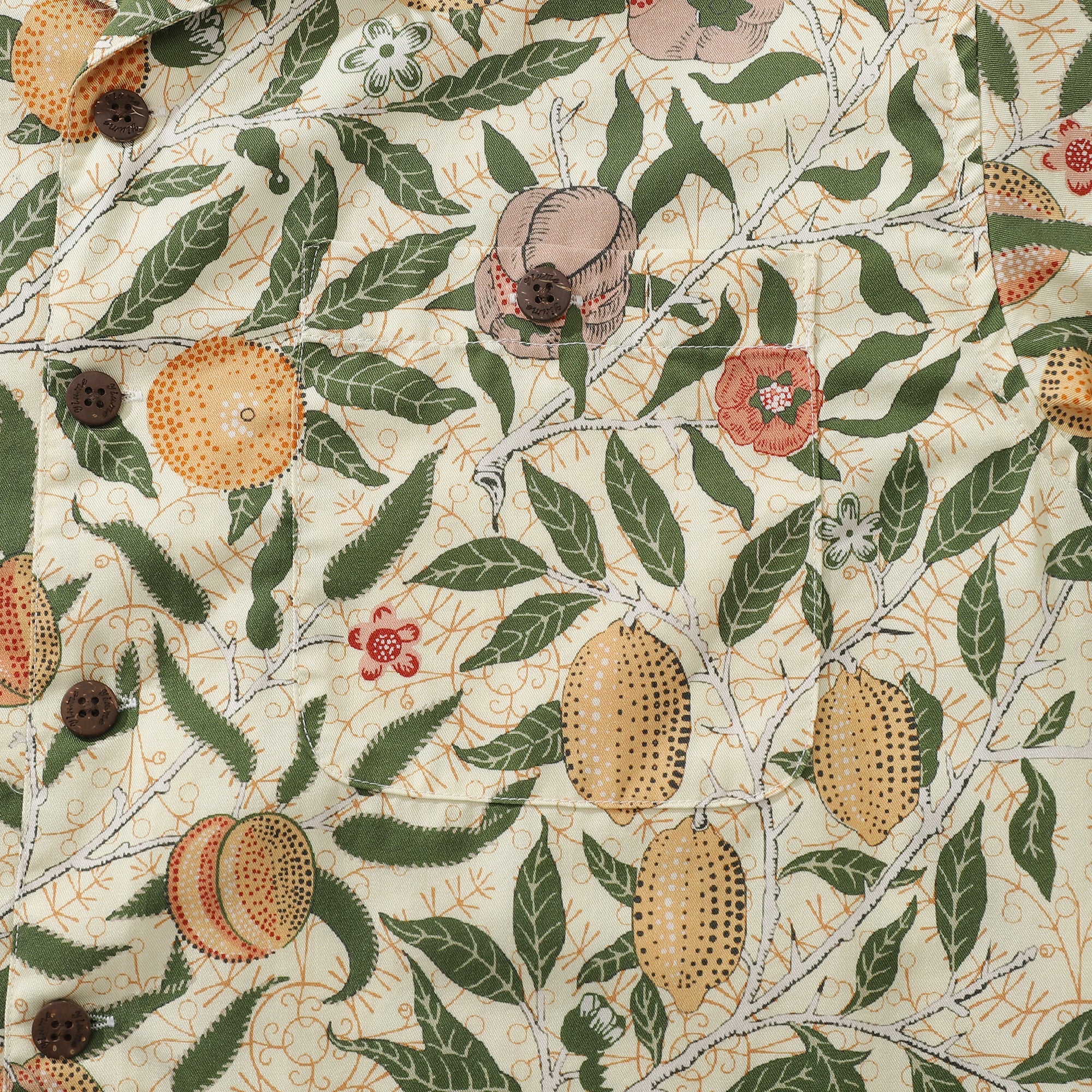 Fruit Hawaiian Shirt For Men William Morris Designer Shirt Tencel™ Pomegranate (tencel™)