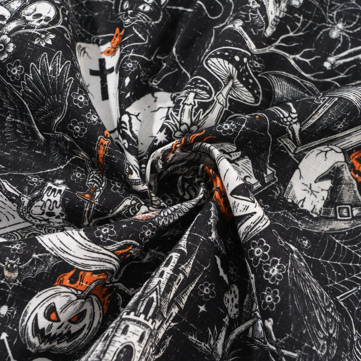 Yiume Halloween Skull Aloha Shirt for spooky season