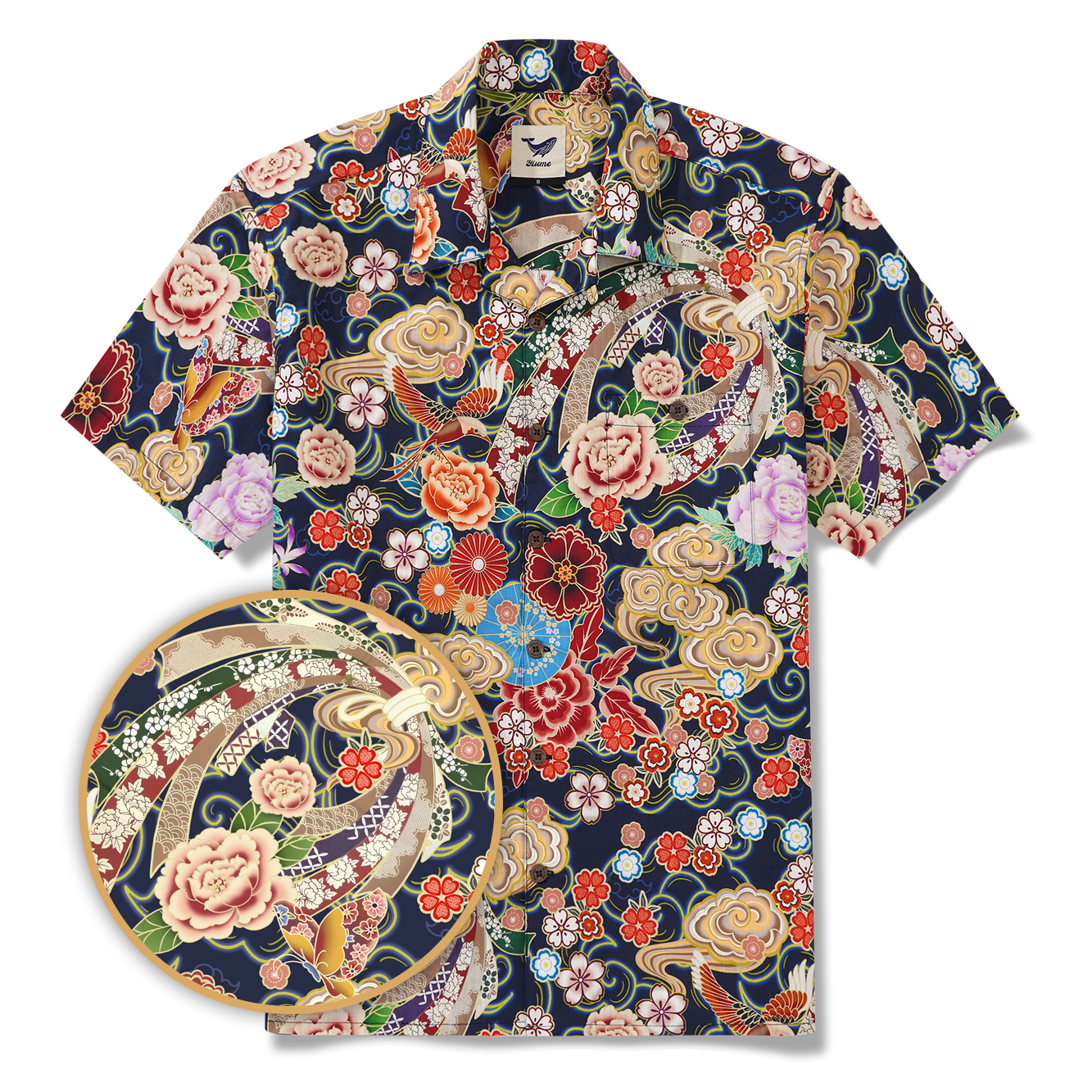 Collier de camp à manches courtes pour hommes à manches courtes 100% Coton jaune Aloha Floral Breeze