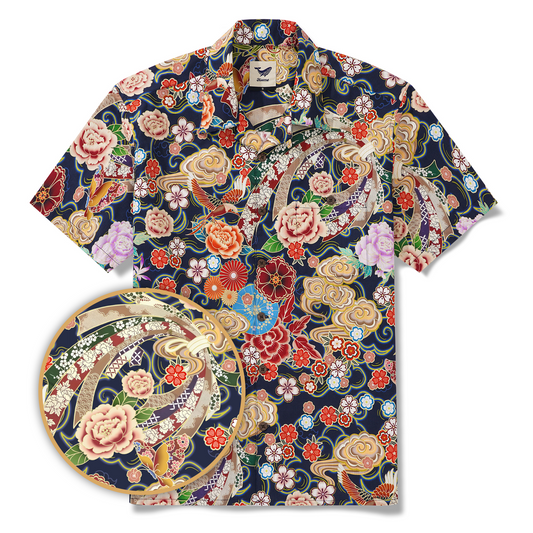 Yellow Aloha Floral Men's Hawaiian Shirt, 100% Cotton, Camp Collar