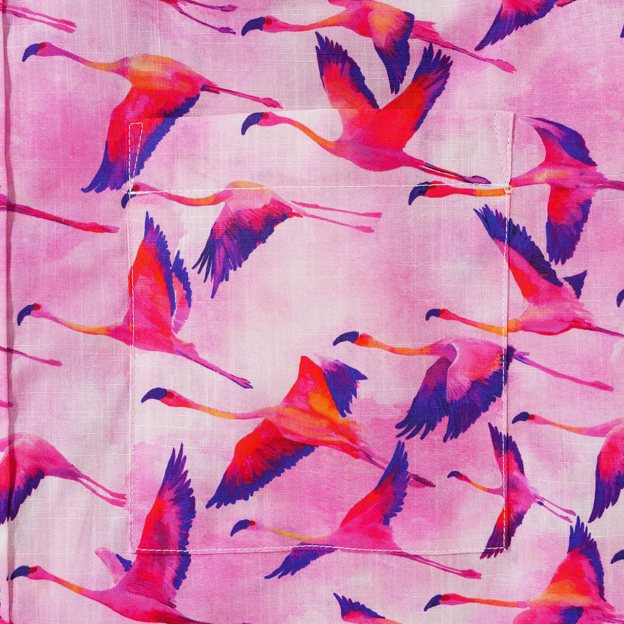 Men's Hawaiian Shirt Short Sleeve Button-down 100% Cotton Aloha Flamingo Migration Symphony In The Clouds