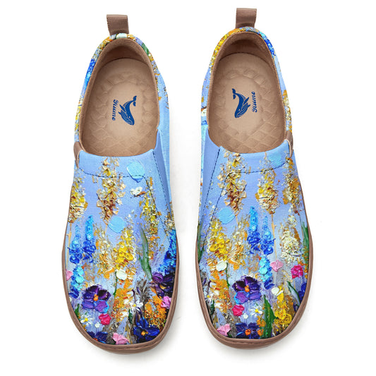 Lavender And Flower Oil Painting Blue Women's Shoes