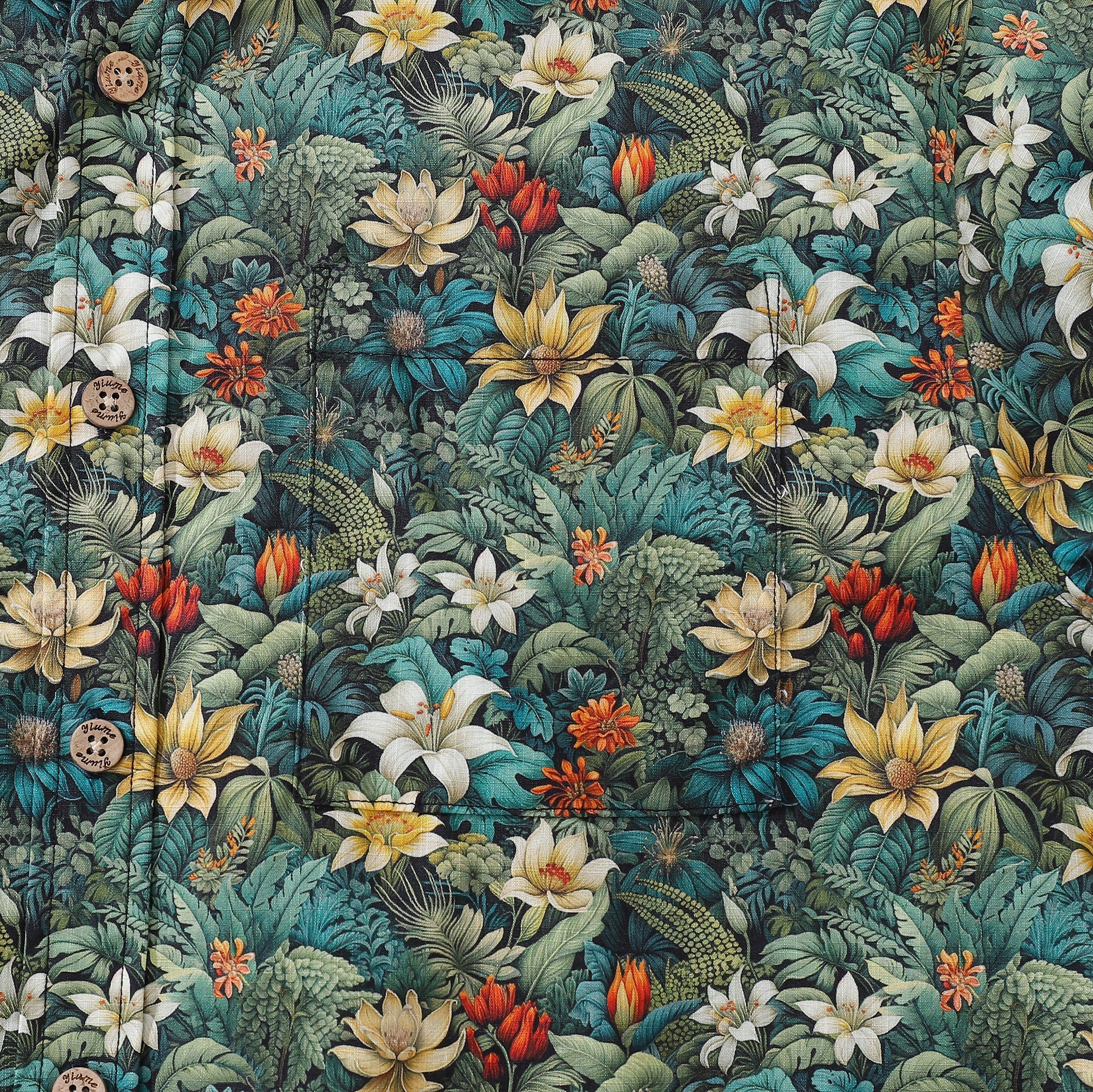 Herren Hawaiian Shirt Grünes Baumwoll-Knopfhemd Kurzarm Aloha Shirt