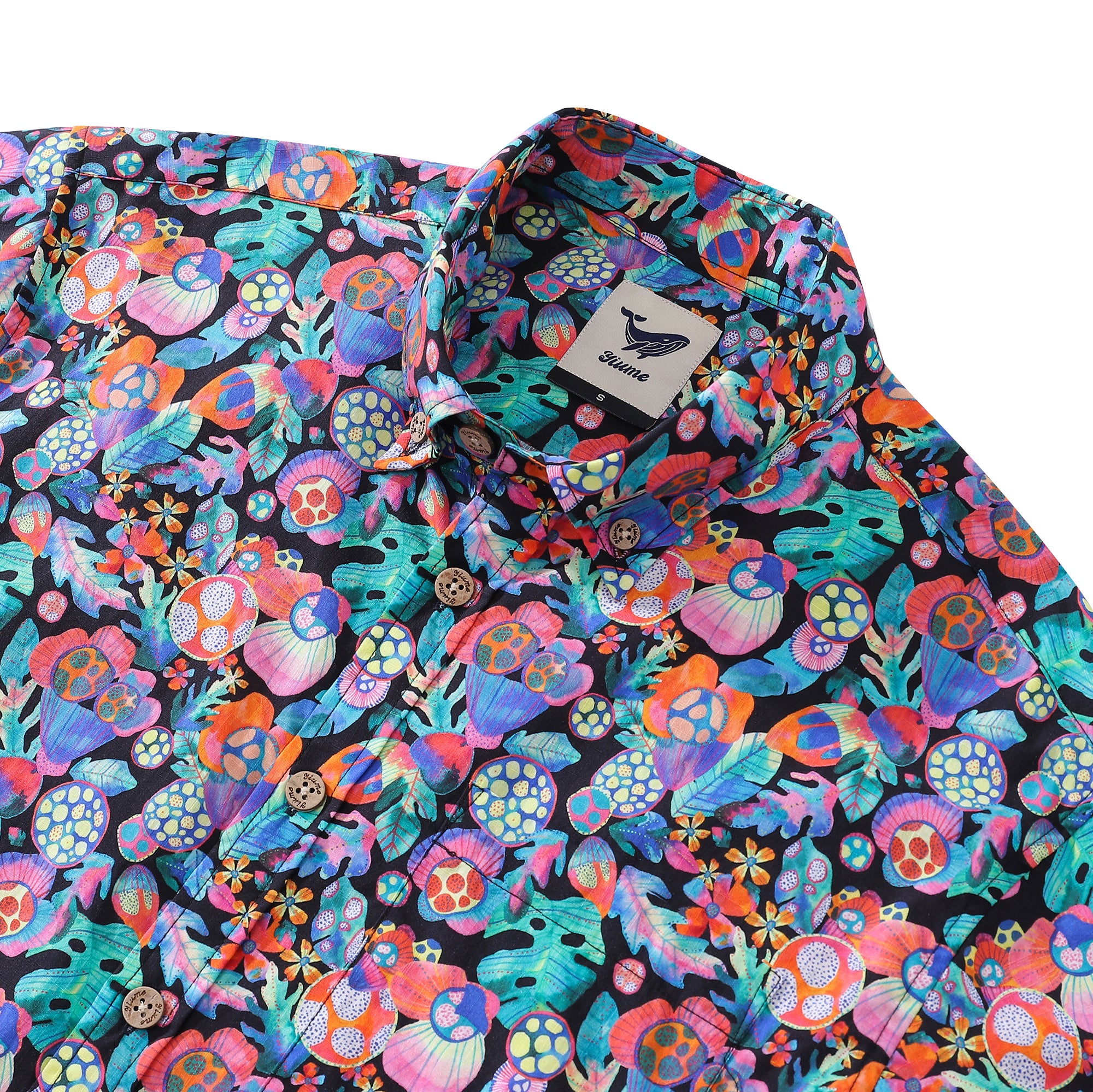 Men's Hawaiian Shirt Bubbles Print By Maria Montiel Cotton Button-down Short Sleeve Aloha Shirt