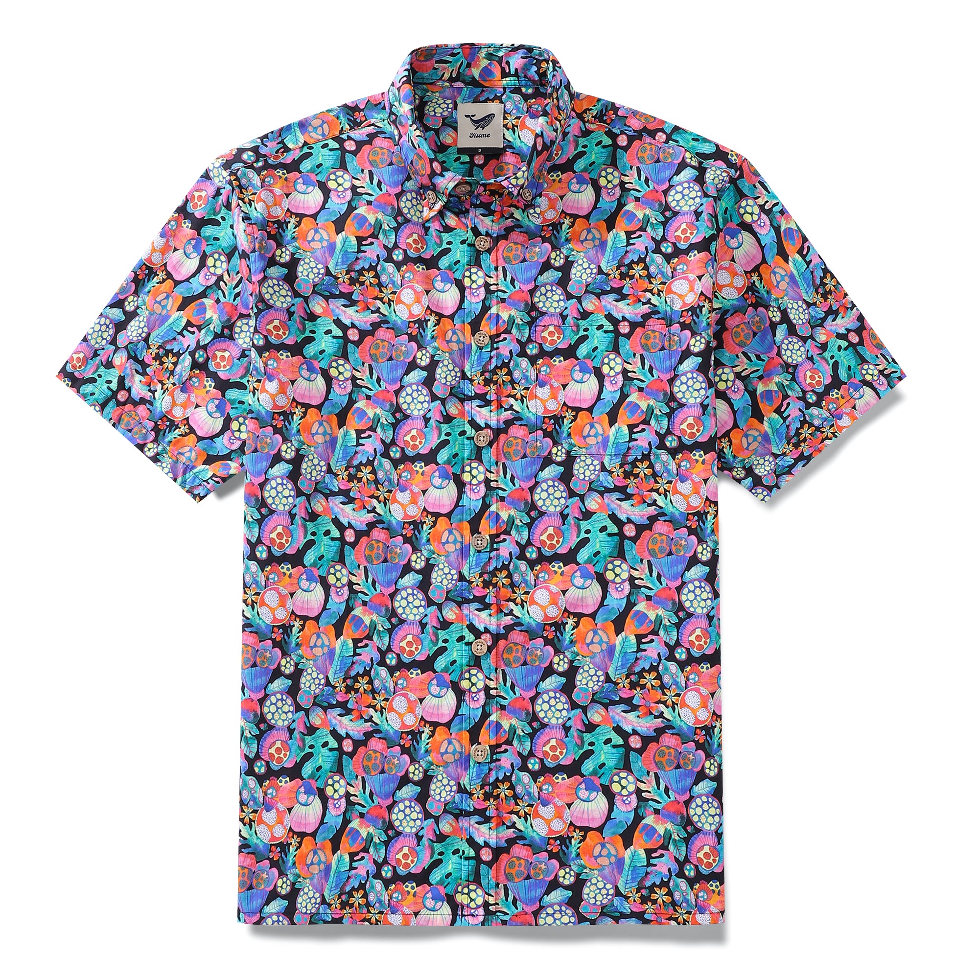 Men's Hawaiian Shirt Bubbles Print By Maria Montiel Cotton Button-down Short Sleeve Aloha Shirt