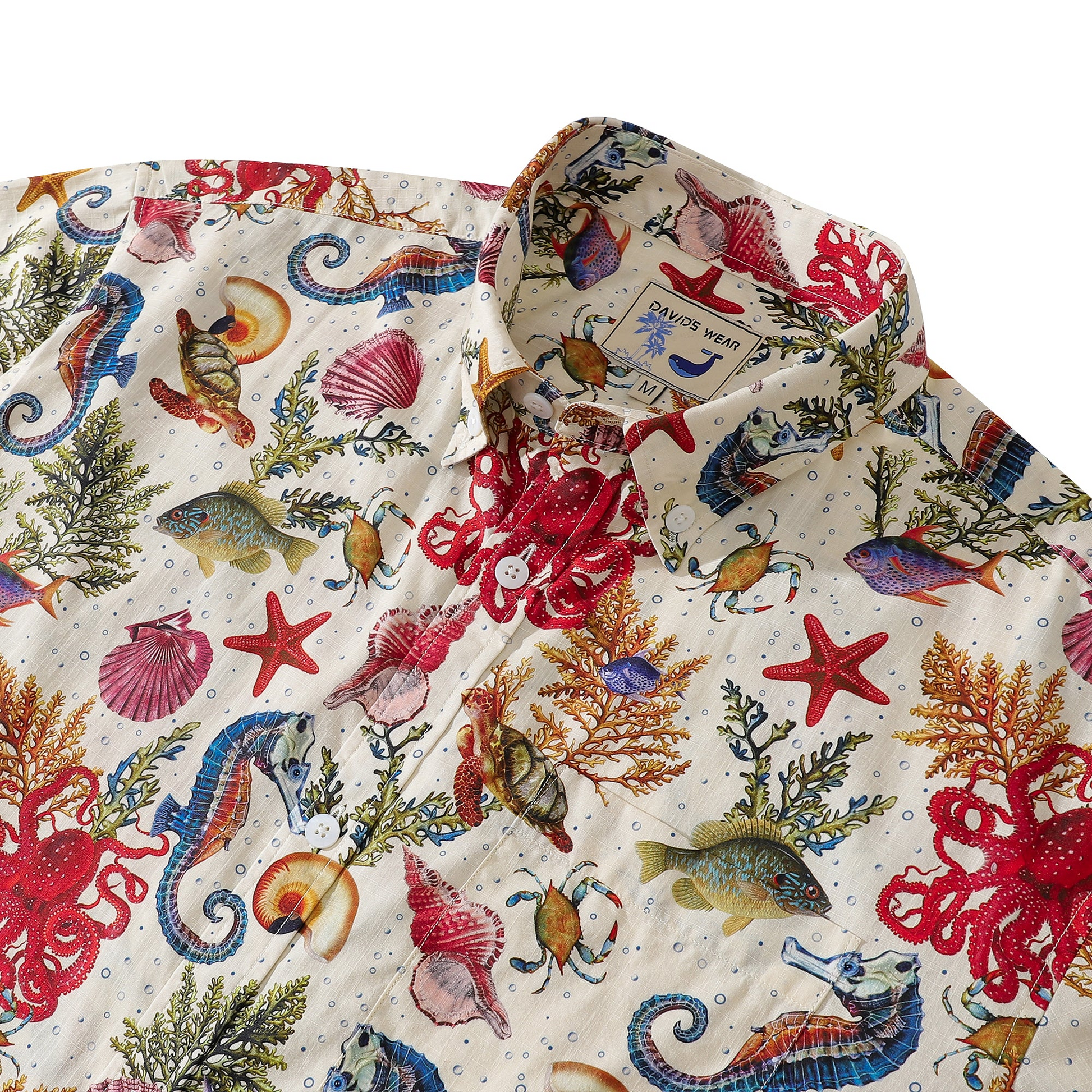 Men's Funky Hawaiian Shirt Marine Life Seahorse Octopus Print Cotton Button-down New customer exclusive