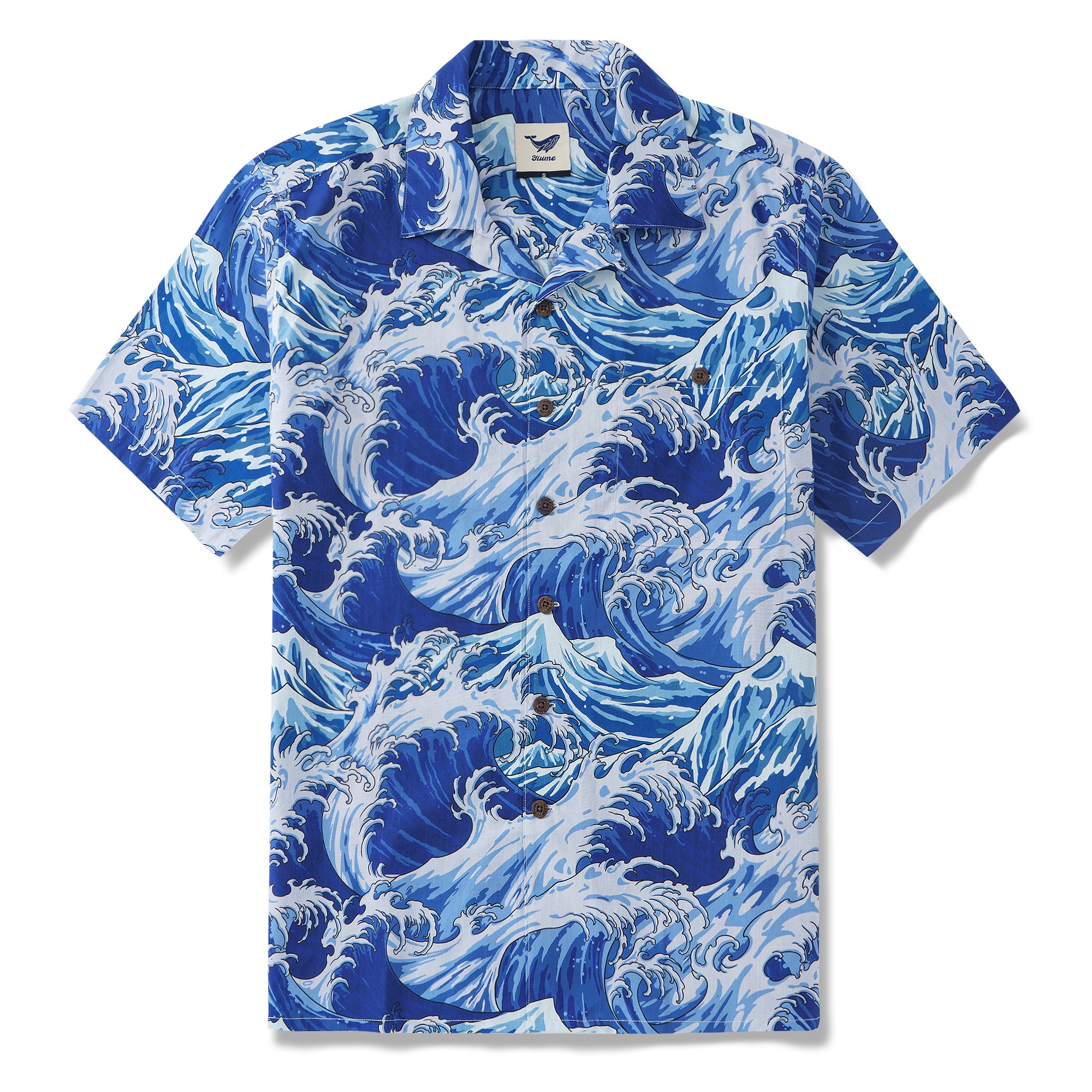 100% Baumwolle Hawaiian Shirt für Männer mit Ozeanleben Camp-Kragen Shirt