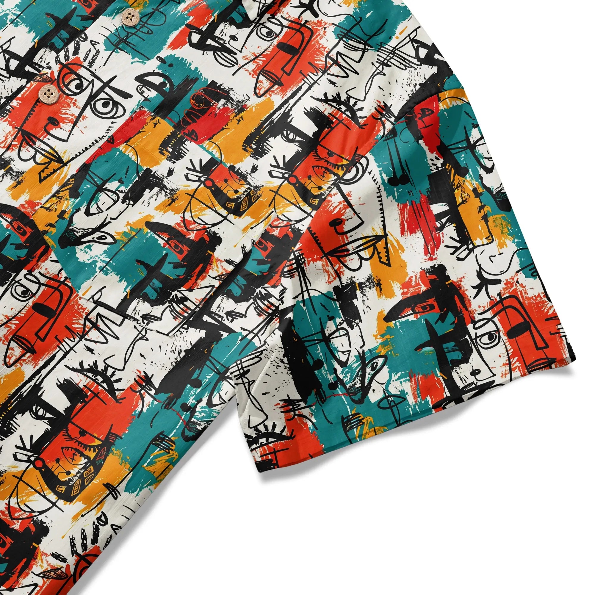 Avant-garde face doodle print shirt for men