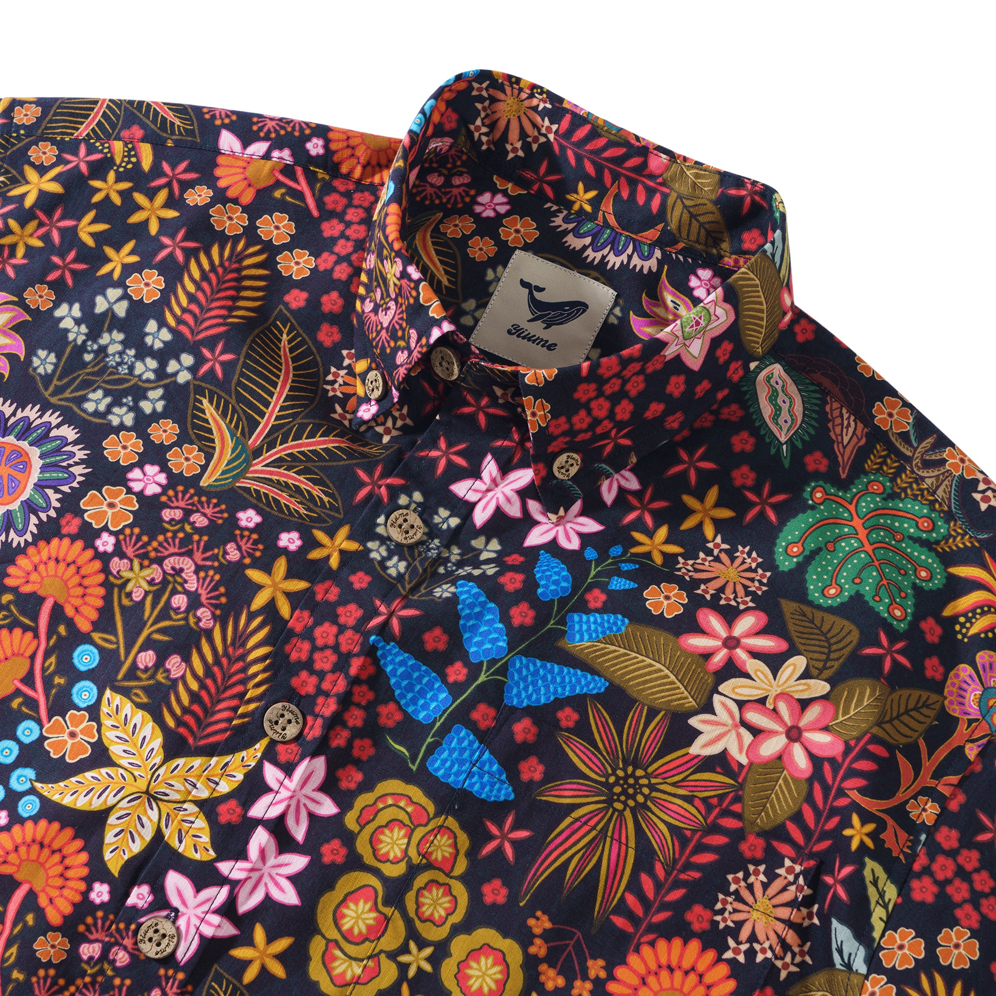 1950er Jahre Blumen Hawaiian Shirt 100% Baumwolle Herren Kurzarm Button-Down Aloha Shirt