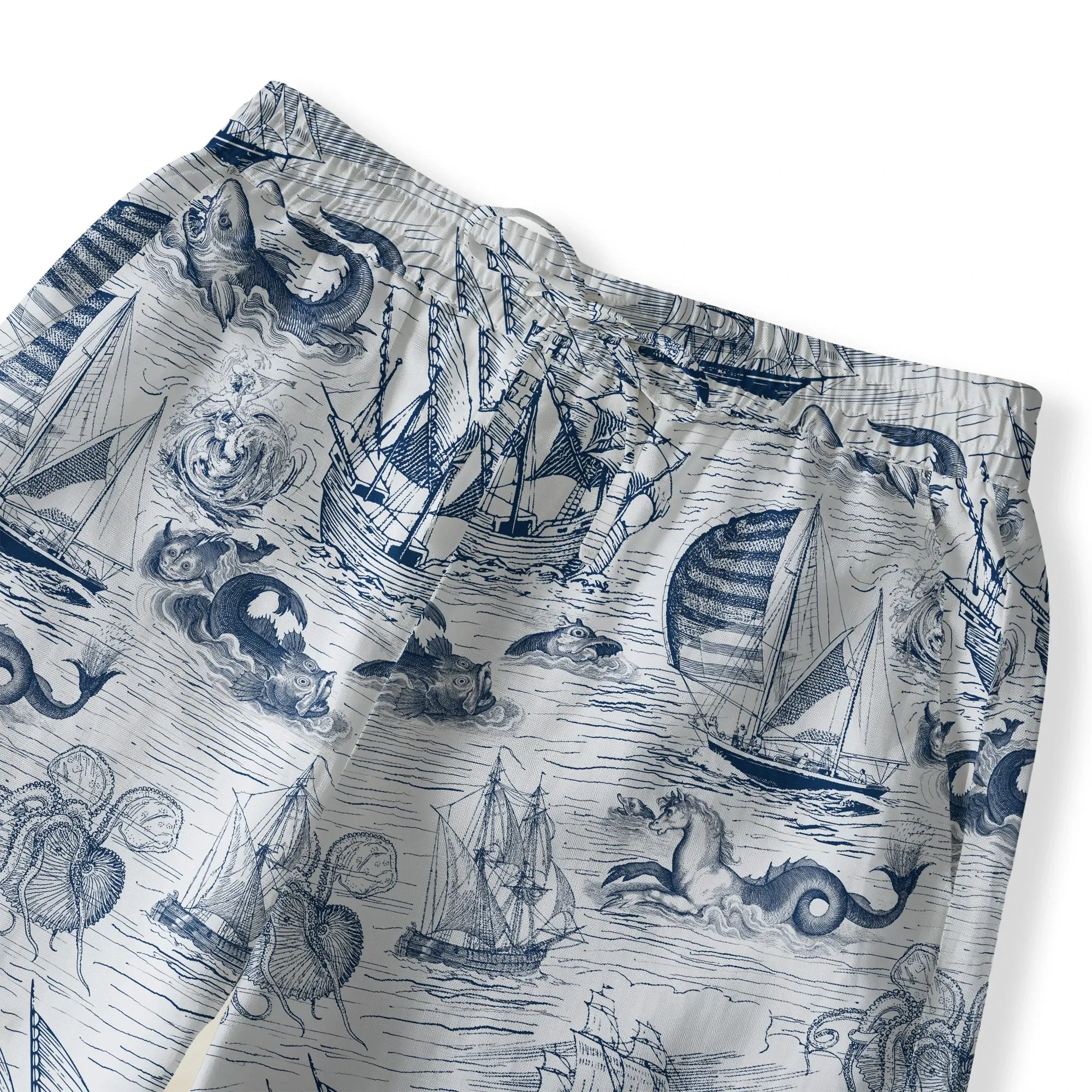 Women's art-inspired wide leg pants with sailboat design