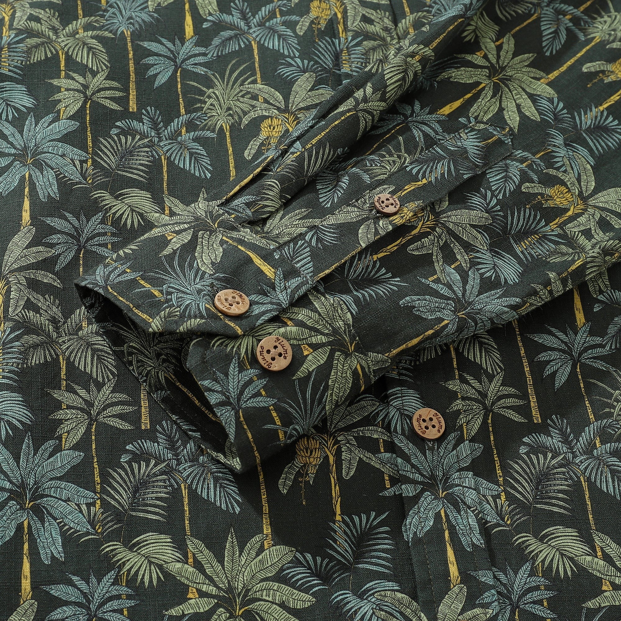 Chemise hawaïenne à manches longues pour hommes en coton, motif forêt tropicale, chemise Aloha à boutons.