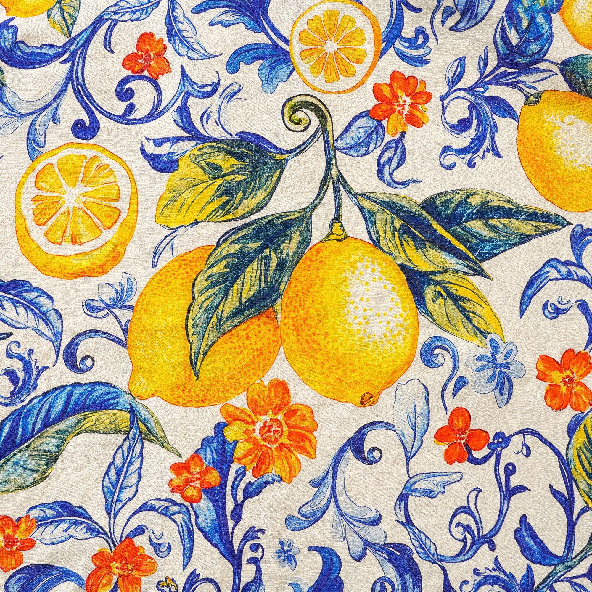 100% Silk Men's Hawaiian Shirt Short Sleeve Camp Collar 100% Silk Blue Aloha Sunlit Lemons