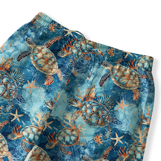 Floral art-inspired women's pants with elastic waist and pockets